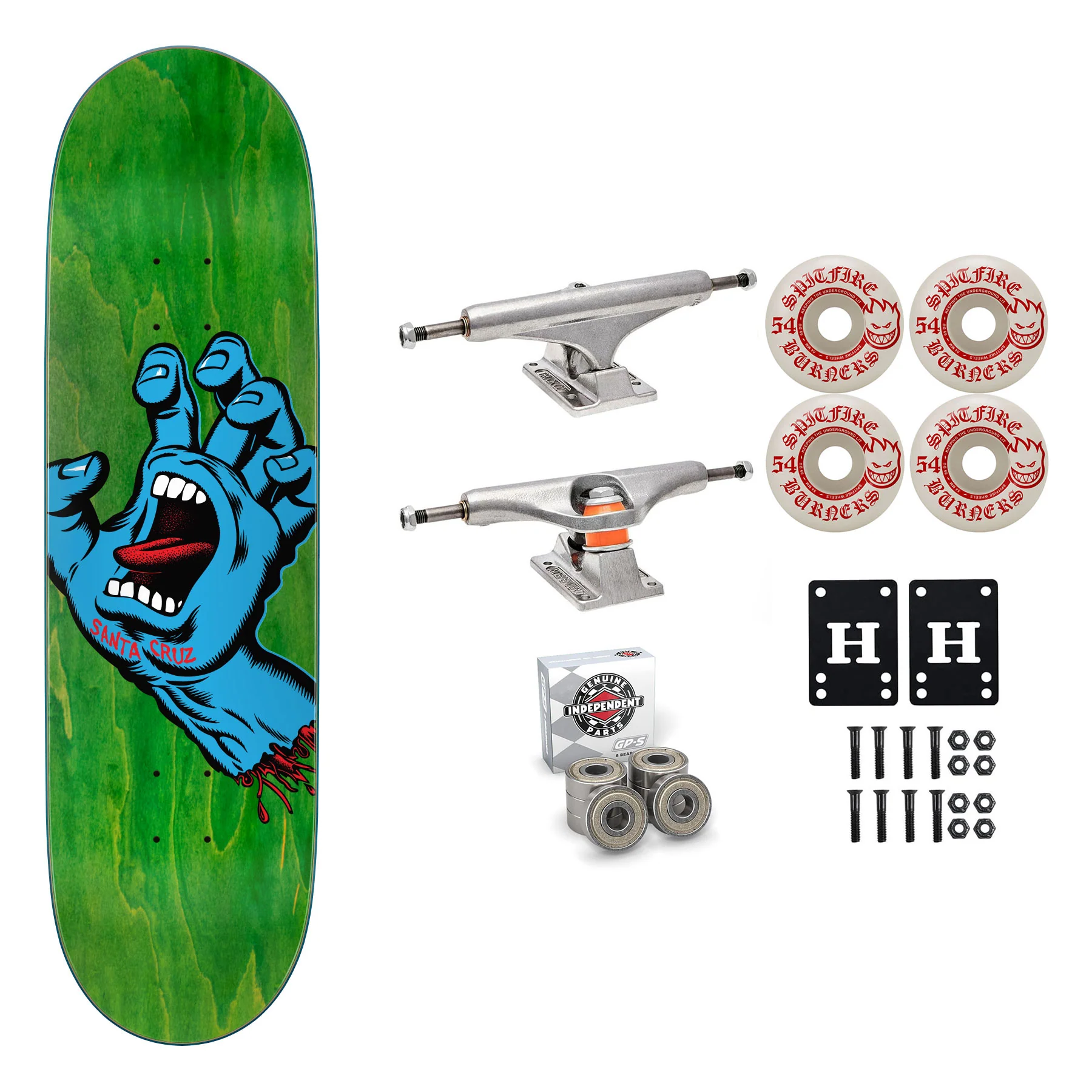 Santa Cruz Skateboard Green 8.8" Independent Spitfire Premium Kit