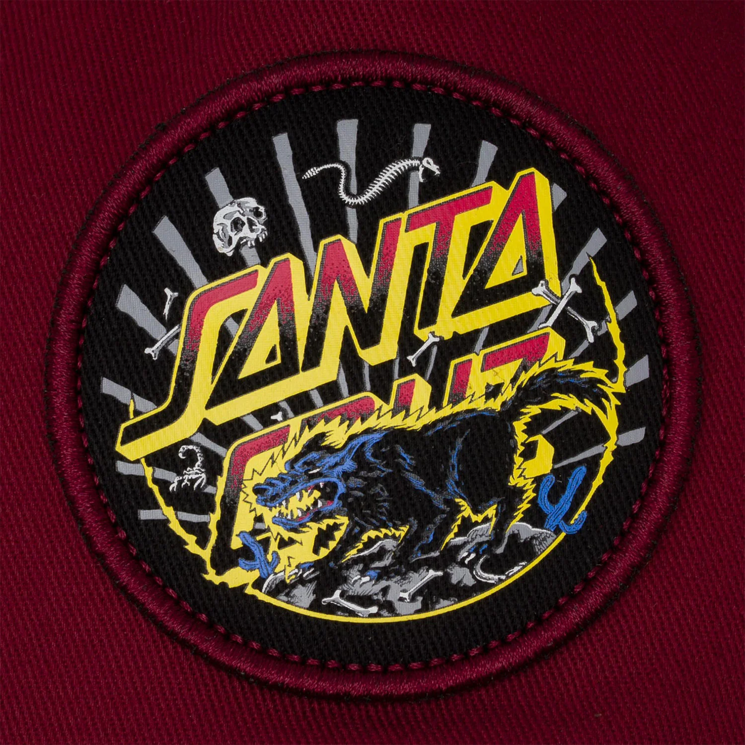 Santa Cruz Skateboard Hat Kendall Wolf Dot Burgundy OS - Image 5