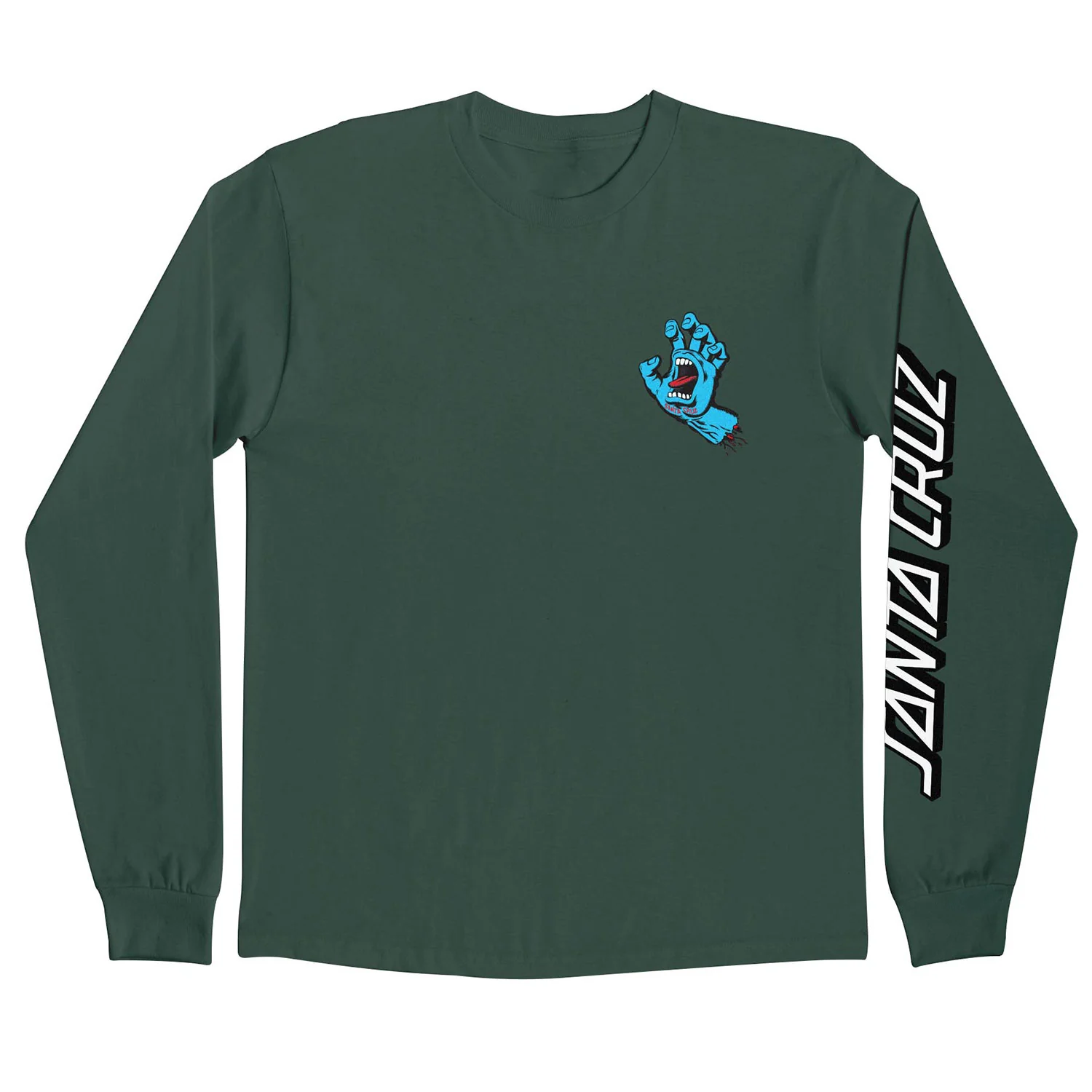 Santa Cruz Skateboard Longsleeve Screaming Hand Dark Green - Image 2