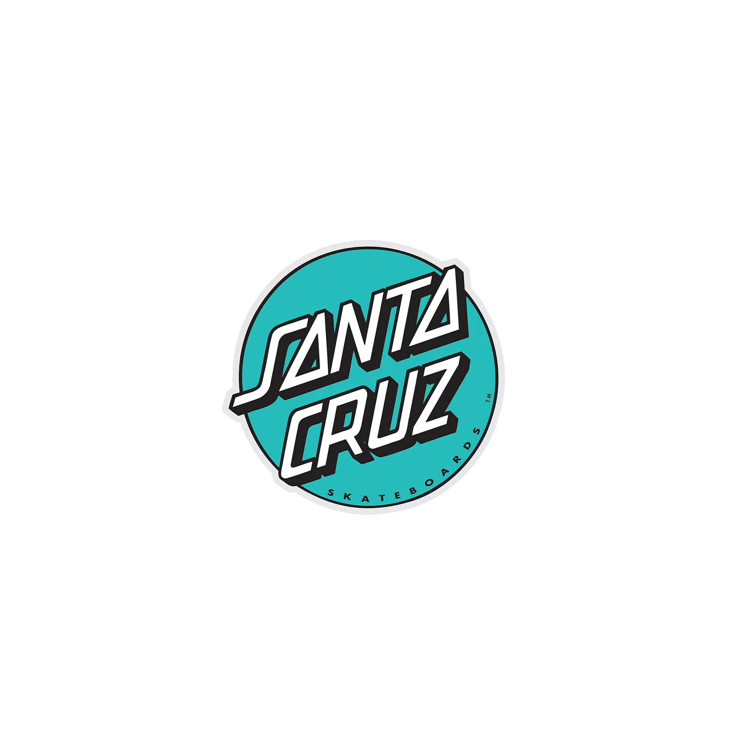 Santa Cruz Skateboard Mylar Stickers Other Dot Turquoise/Blk/Wht 3" 5-Pack - Image 2