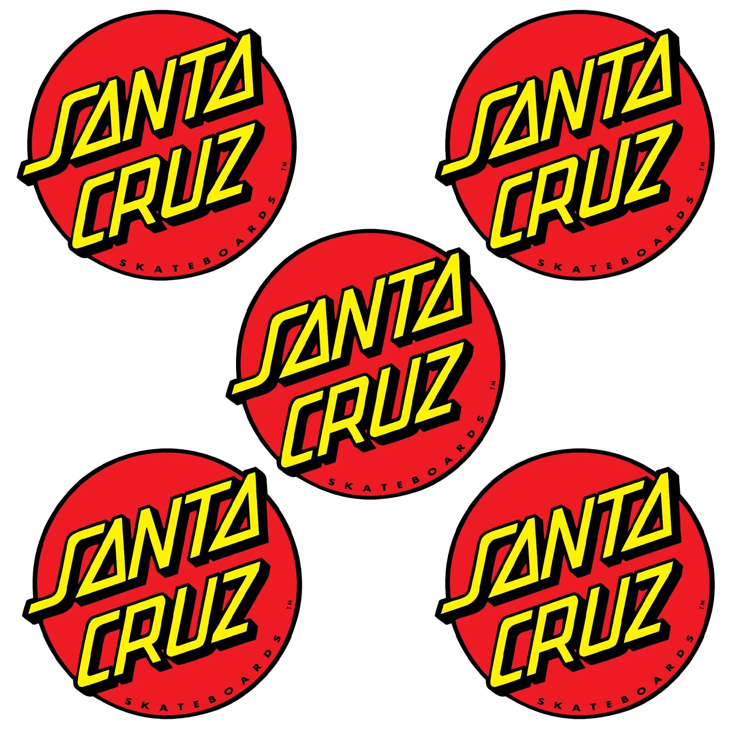 Santa Cruz Skateboard Sticker Classic Red Dot 6" 5-Pack