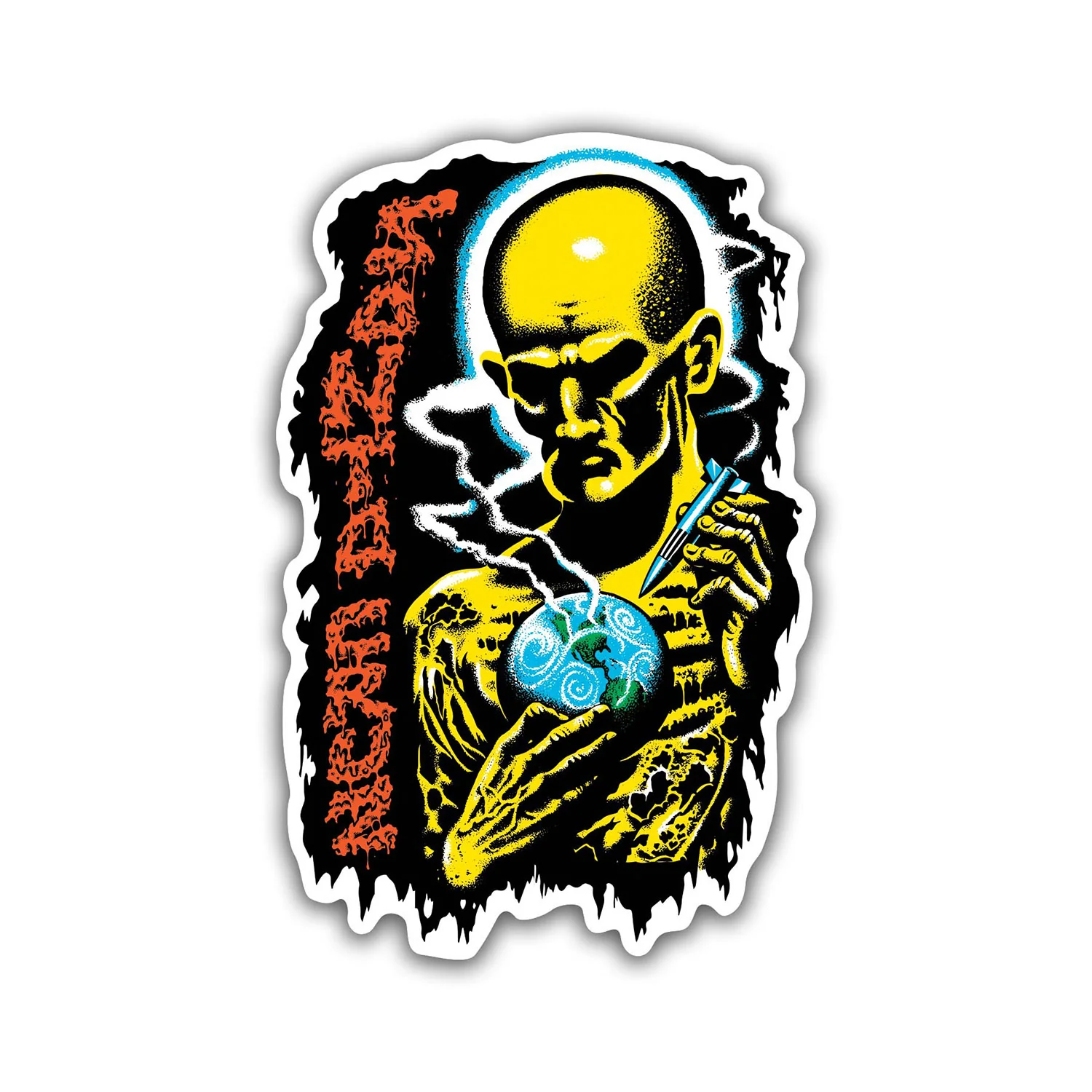 Santa Cruz Skateboard Sticker Kendall Atomic White Vinyl Multi 4" 6"