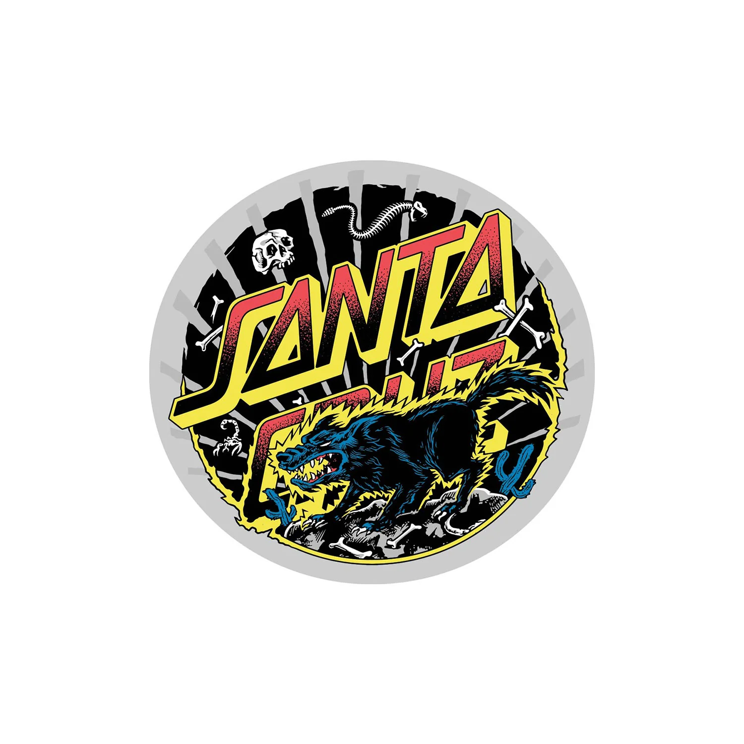 Santa Cruz Skateboard Sticker Kendall Wolf Dot Clear Mylar Multi 4" x 3.75"