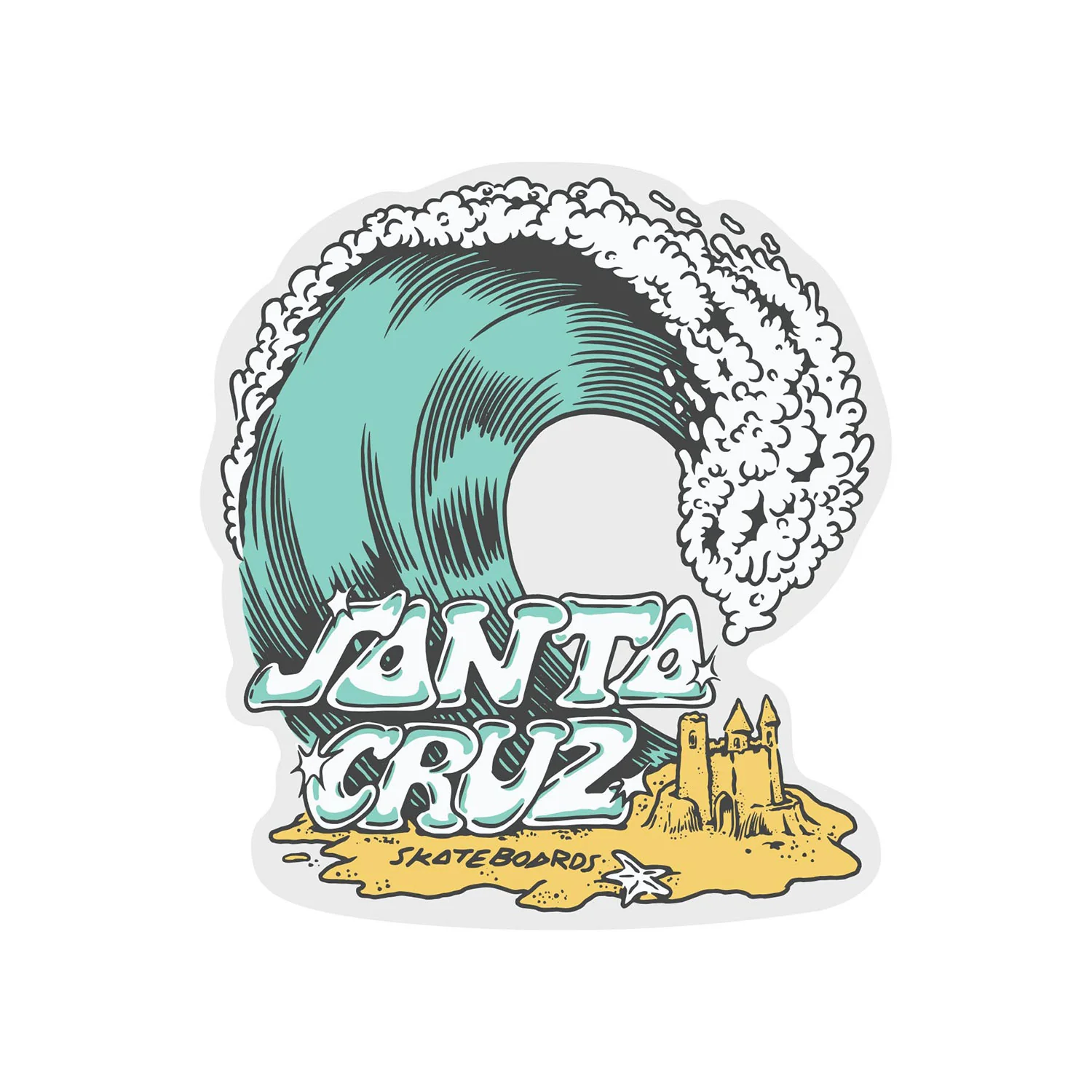 Santa Cruz Skateboard Sticker Onshore Clear Mylar Blue  4.5" x 5"