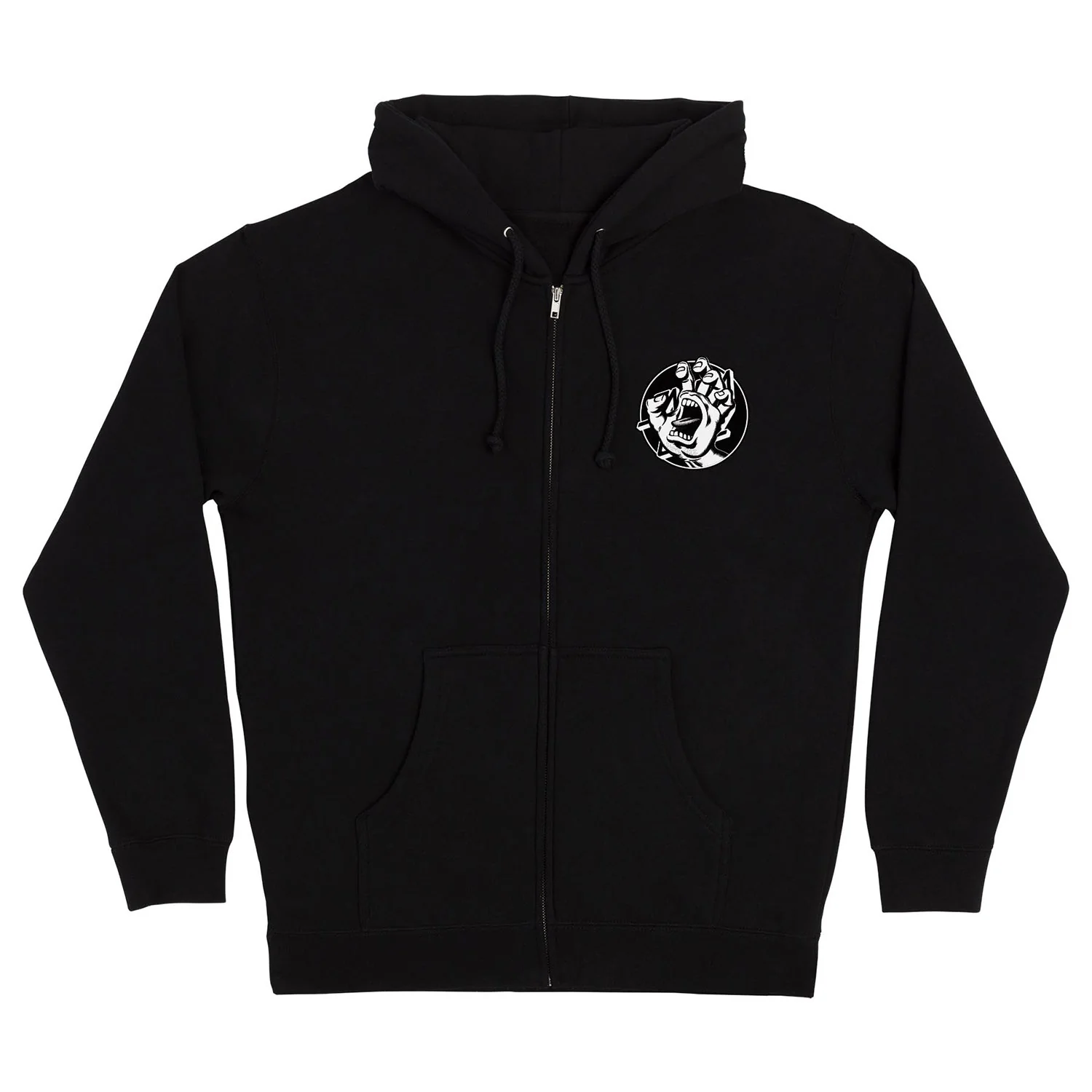 Santa Cruz Skateboard Sweatshirt Hand Dot Zip Up Hoody Black - Image 2