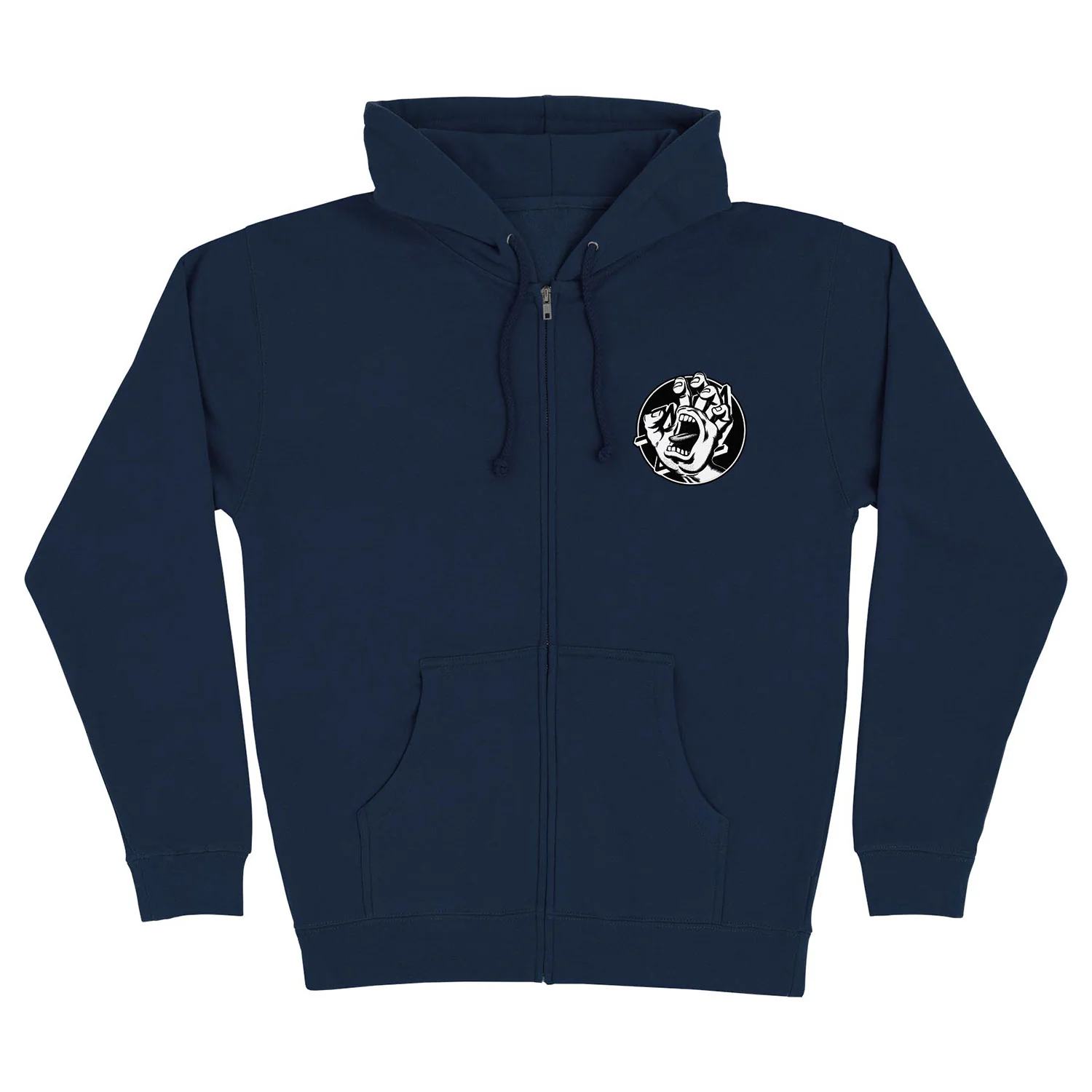 Santa Cruz Skateboard Sweatshirt Hand Dot Zip Up Hoody Navy - Image 2
