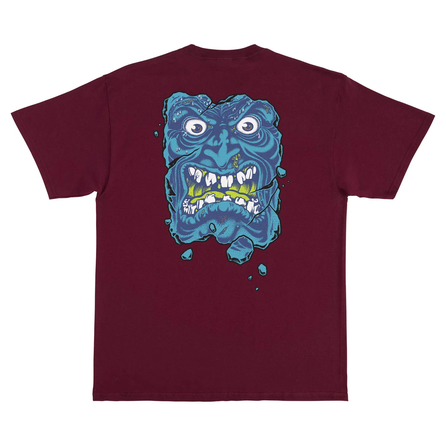 Santa Cruz Skateboard T-Shirt Roskopp Destruct Face Athletic Maroon
