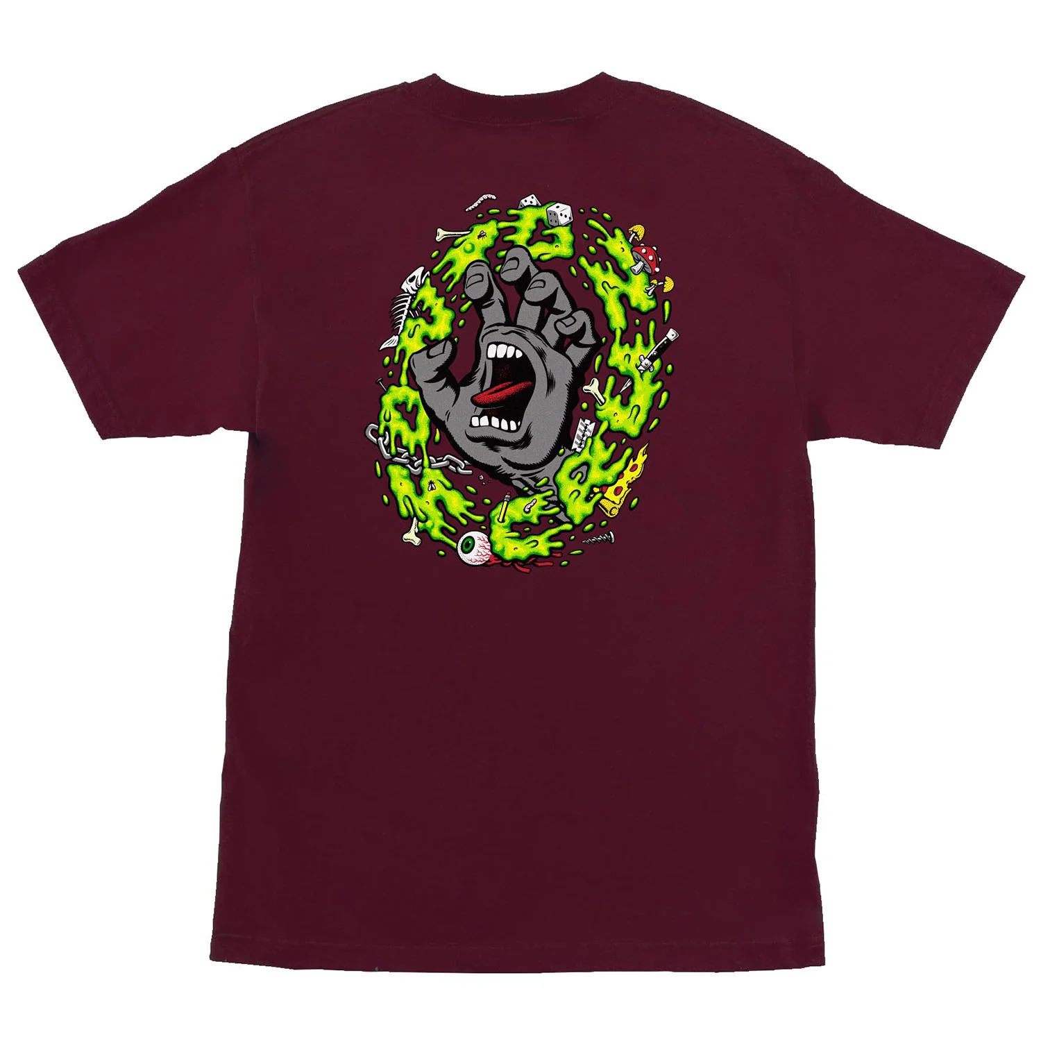 Santa Cruz Skateboard T-Shirt Slime Scream Maroon