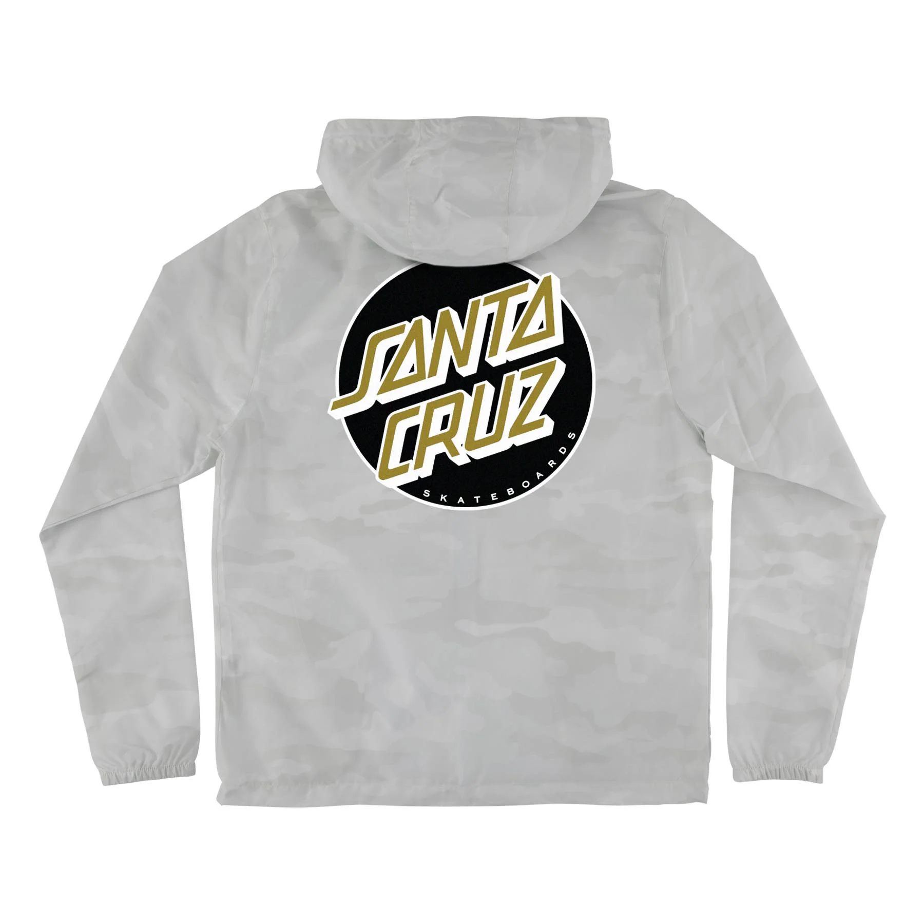 Santa Cruz Skateboards Coat Cruz Hooded Windbreaker Jacket White Camo/Gold - Image 2