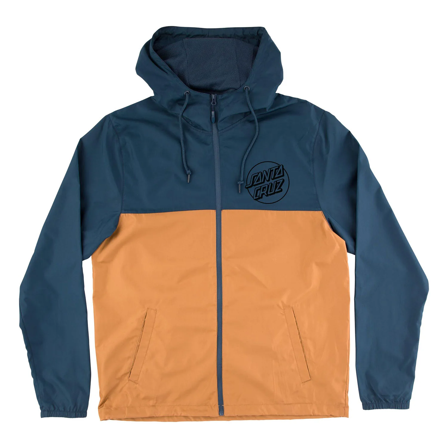Santa Cruz Skateboards Coat Opus Dot Chest Hooded Windbreaker Classic Navy/Saddle