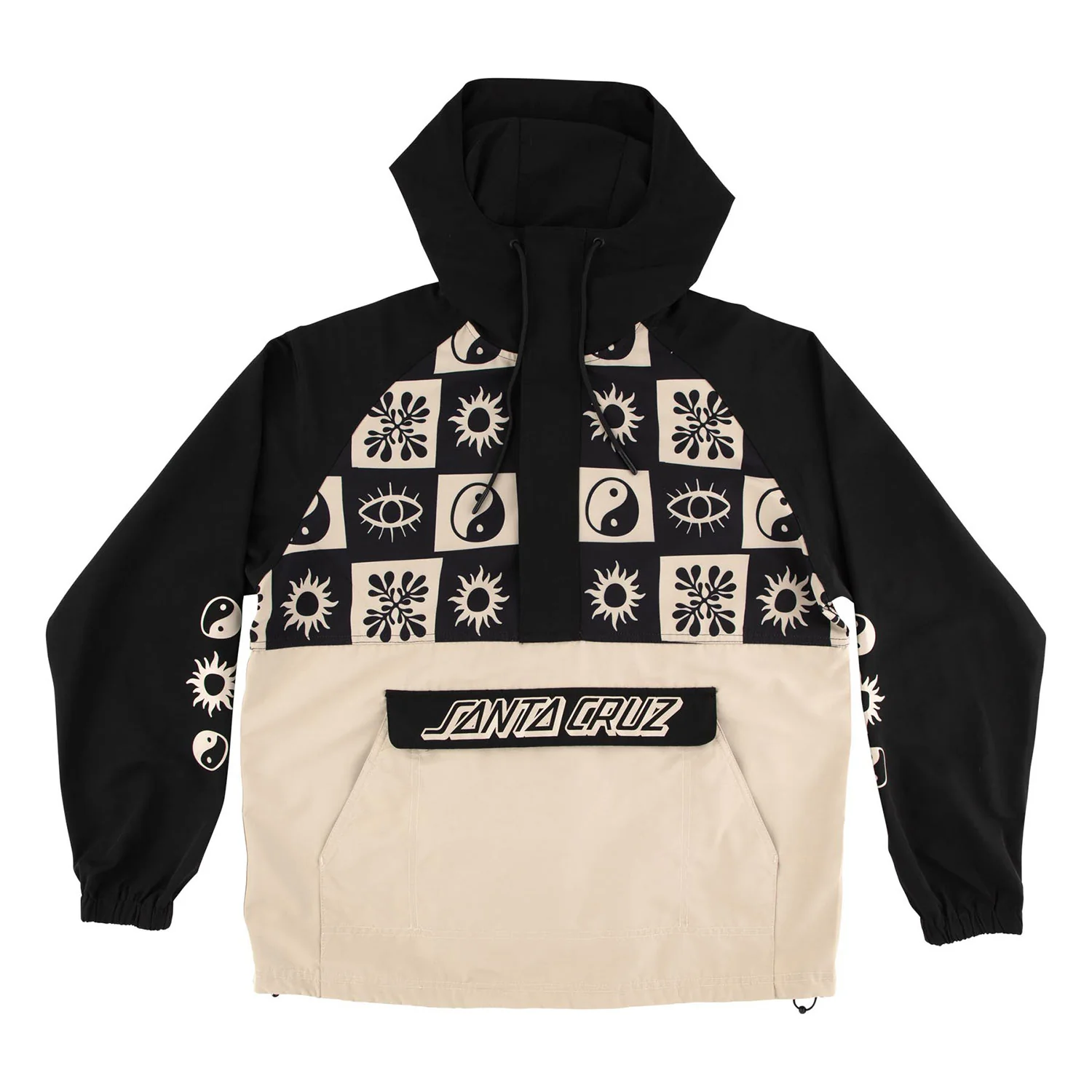 Santa Cruz Skateboards Coat Strange Check Anorak Jacket Black/Tan - Image 3