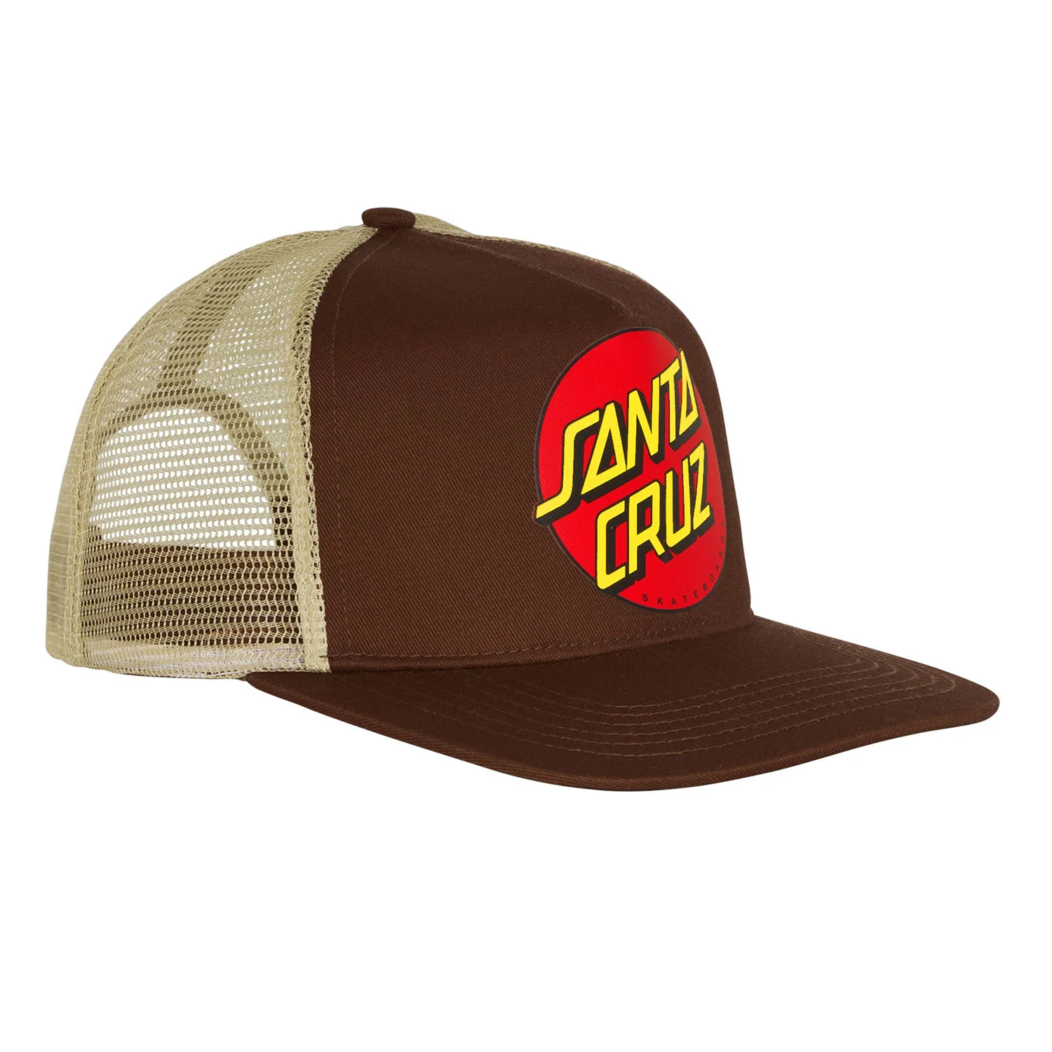 Santa Cruz Skateboards Hat Classic Dot Mesh Trucker Tan/Brown - Image 3