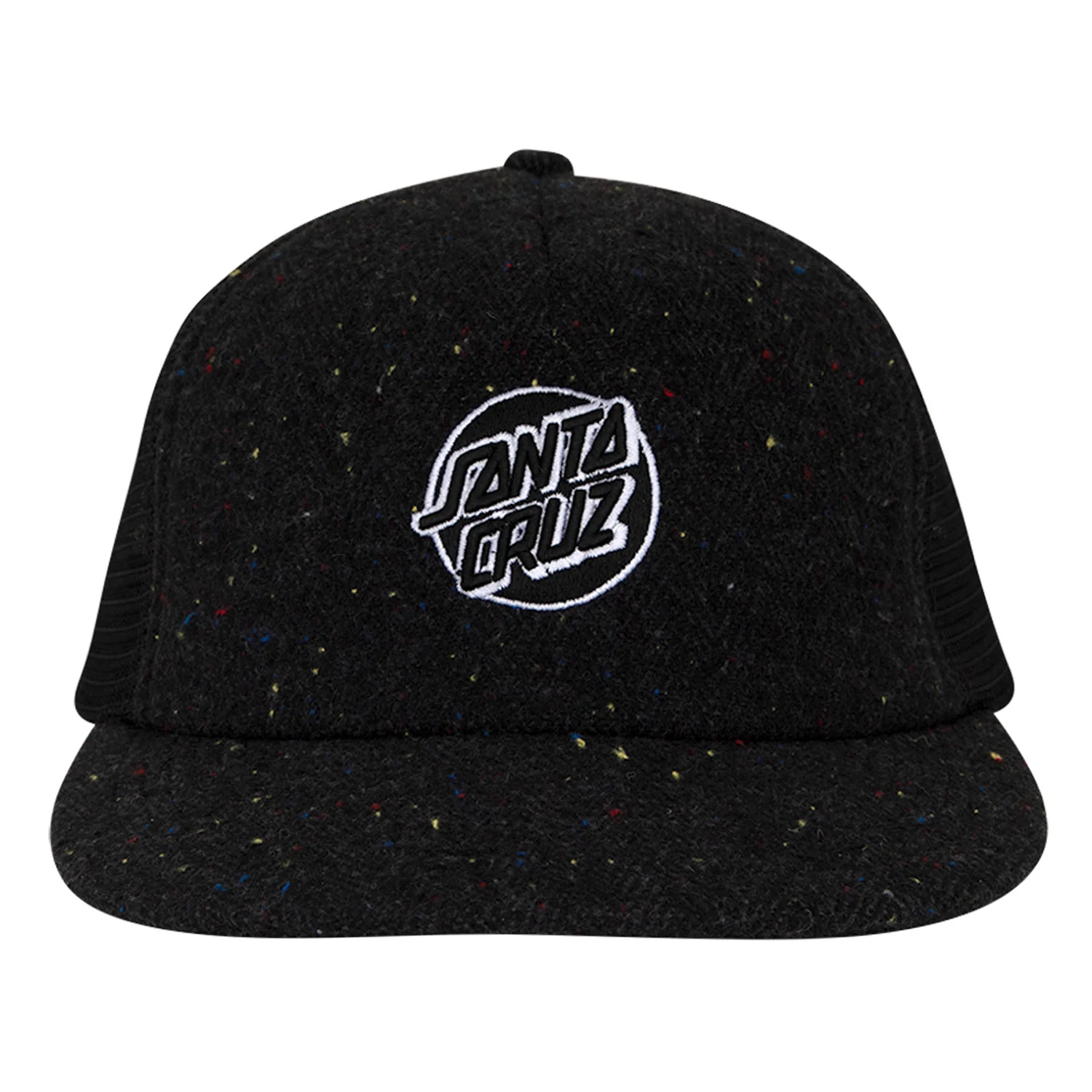 Santa Cruz Skateboards Hat Cruz Embroidered Mesh Trucker Black Speckle - Image 3