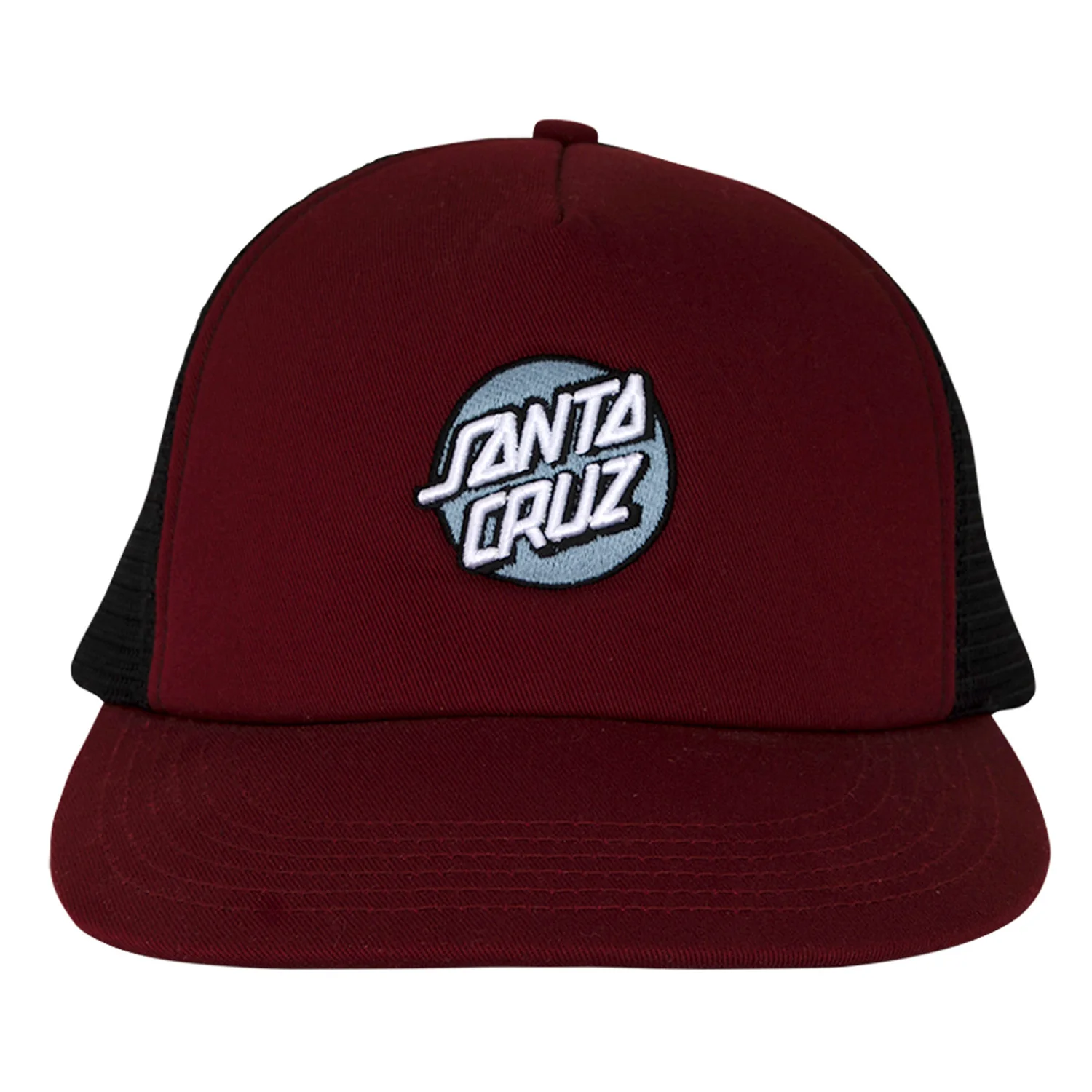 Santa Cruz Skateboards Hat Cruz Embroidered Mesh Trucker Maroon/Slate - Image 3
