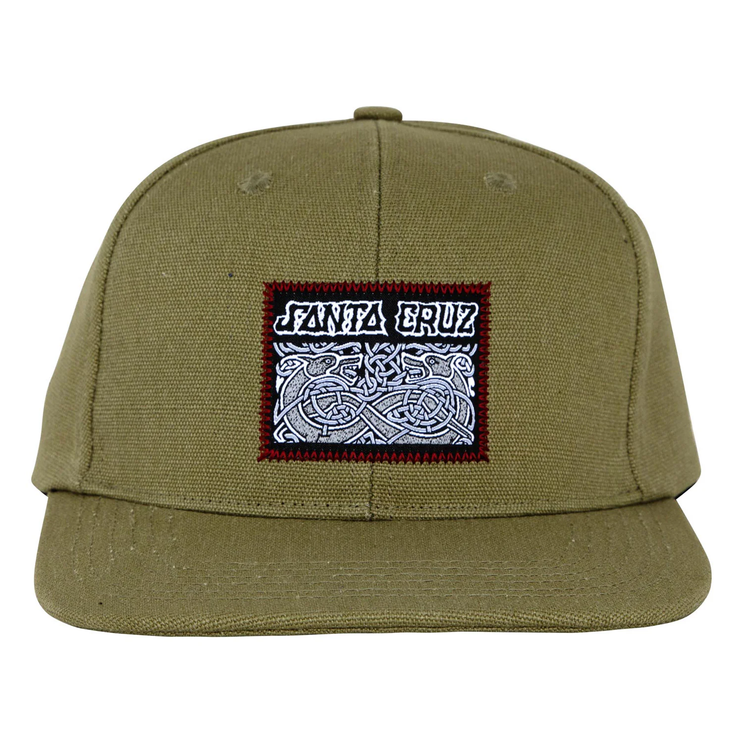 Santa Cruz Skateboards Hat Dressen Celtic Dogs Snapback Structured Olive - Image 3