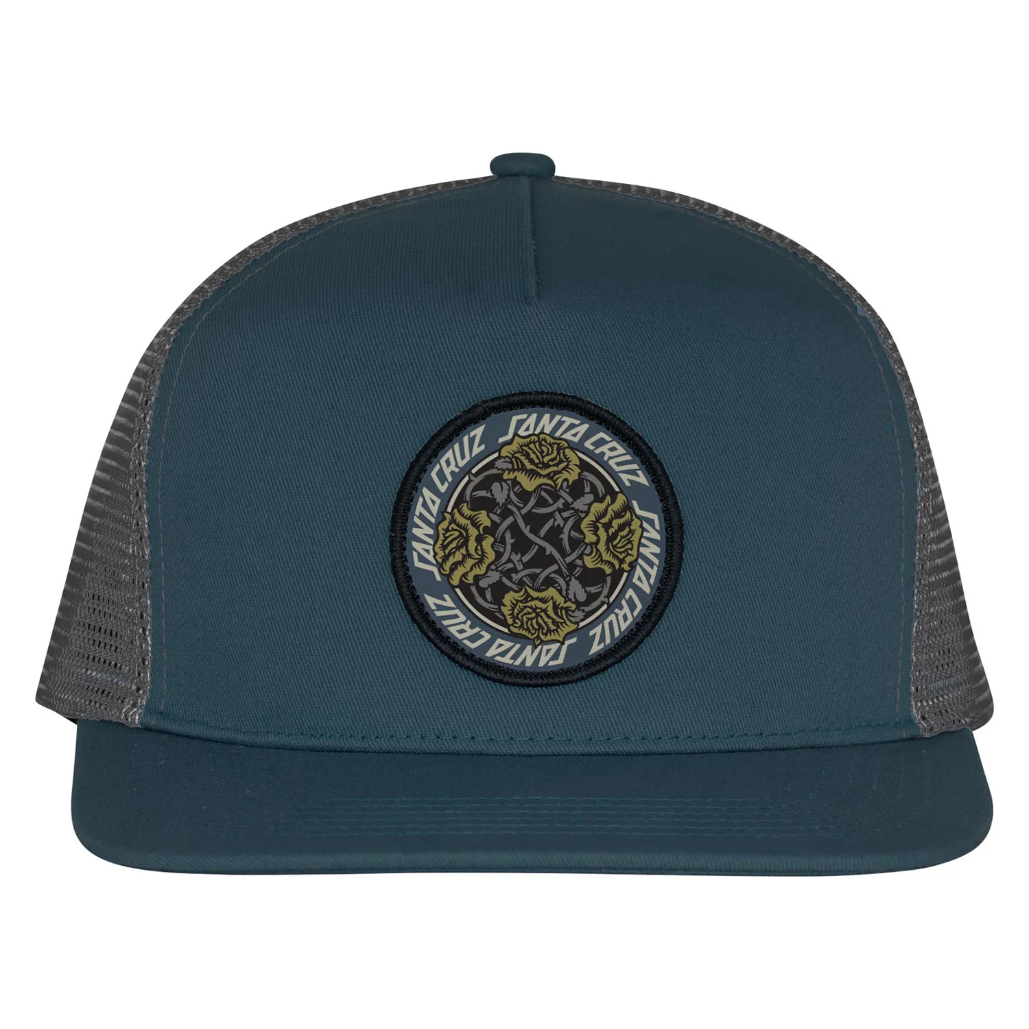 Santa Cruz Skateboards Hat Dressen Rose Solo Mesh Trucker Steel Blue/Grey - Image 3