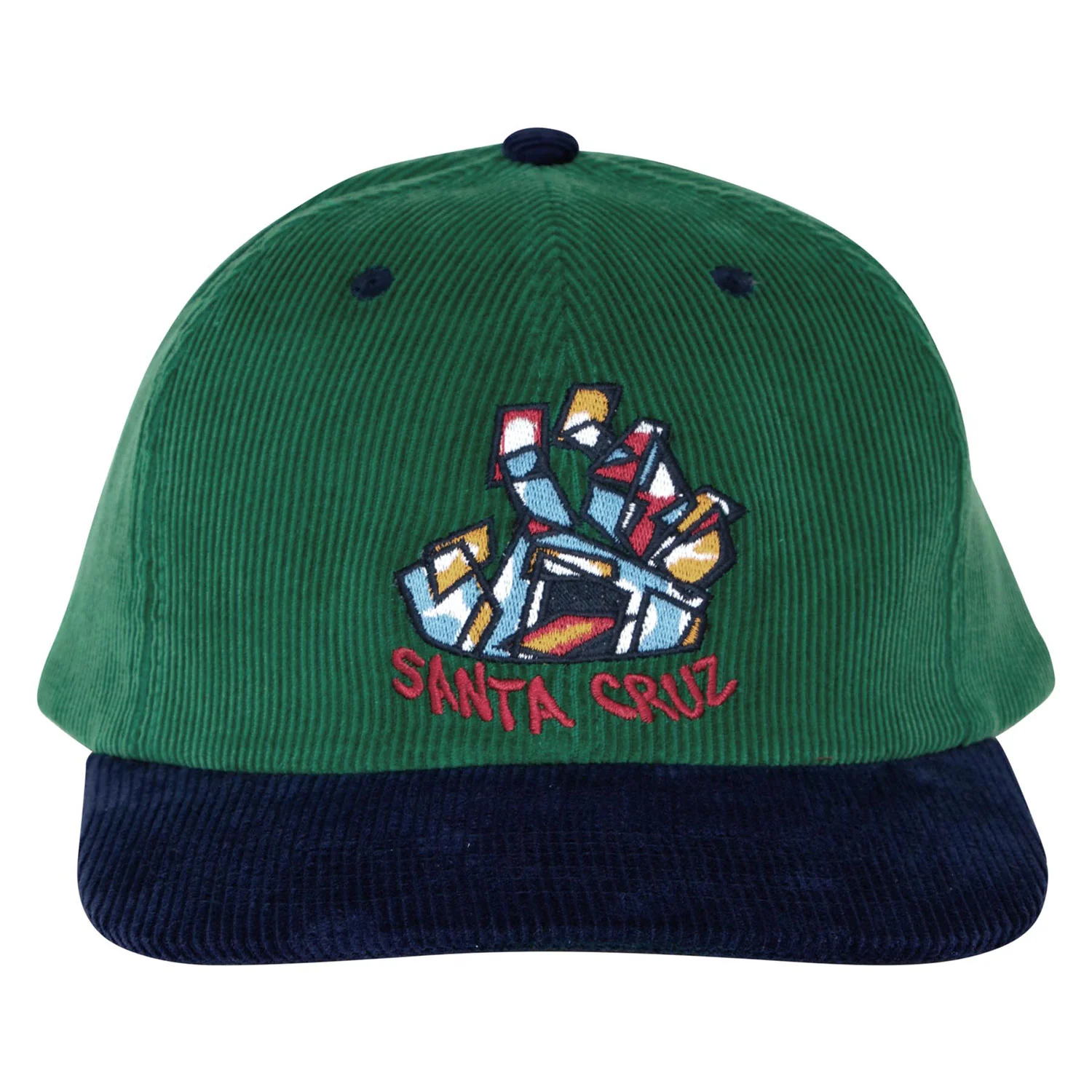 Santa Cruz Skateboards Hat Scratched Snapback Green/Navy - Image 3