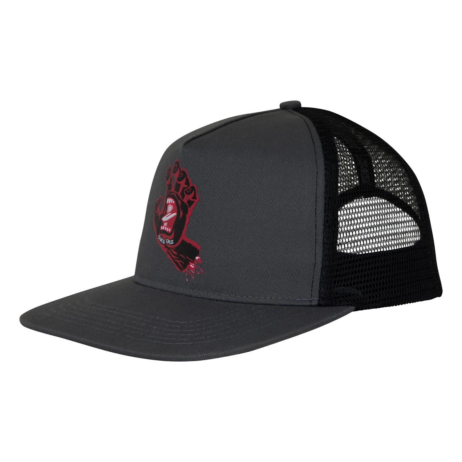 Santa Cruz Skateboards Hat Screaming Hand Front Mesh Trucker Grey/Black