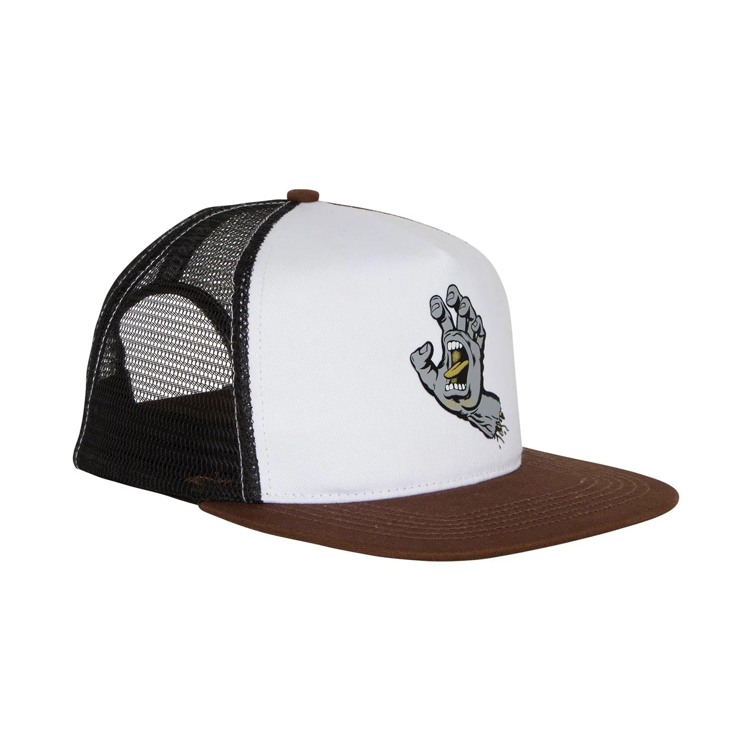 Santa Cruz Skateboards Hat Screaming Hand Front Mesh Trucker White/Brown/Black - Image 3