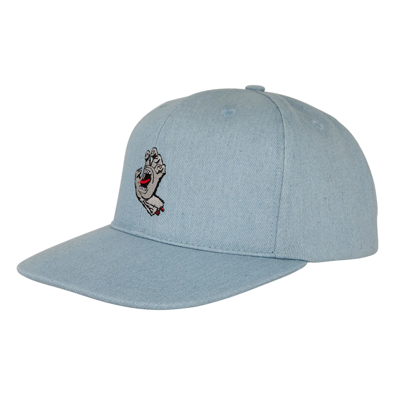 Santa Cruz Skateboards Hat Screaming Hand Snapback Light Denim