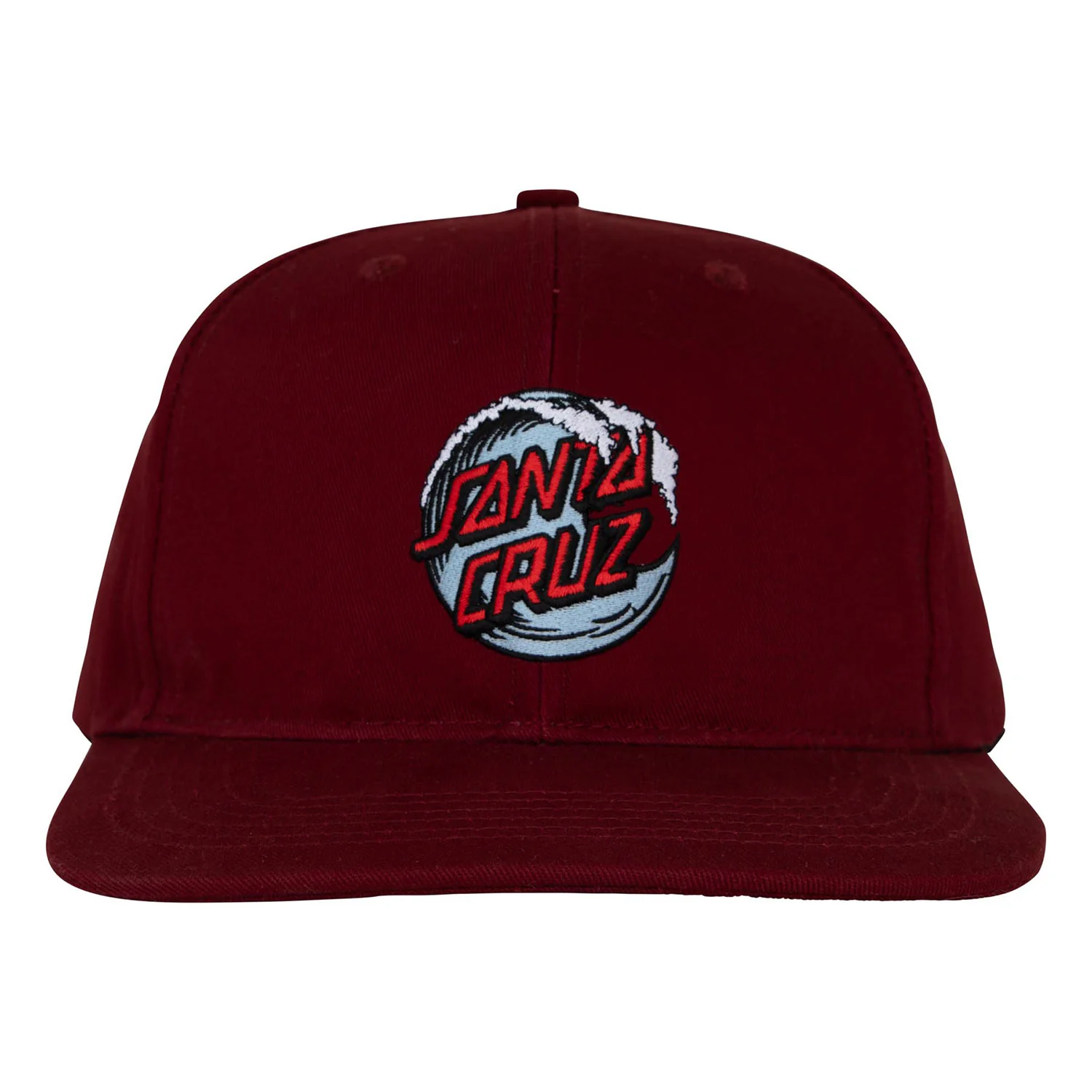 Santa Cruz Skateboards Hat Simplified Wave Dot Snapback Structured Maroon - Image 3