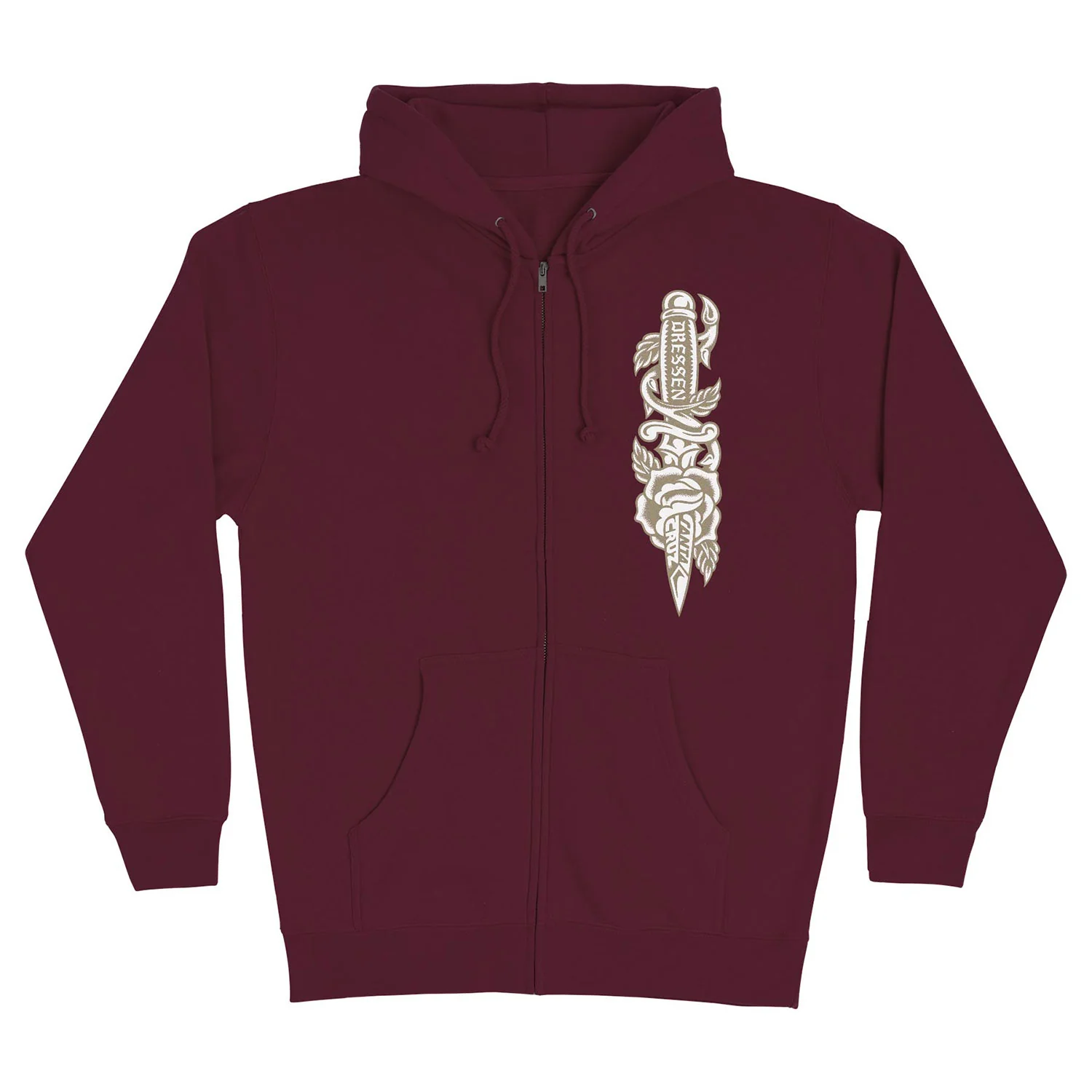 Santa Cruz Skateboards Hoody Dressen Rose Dagger Opus Zip Maroon