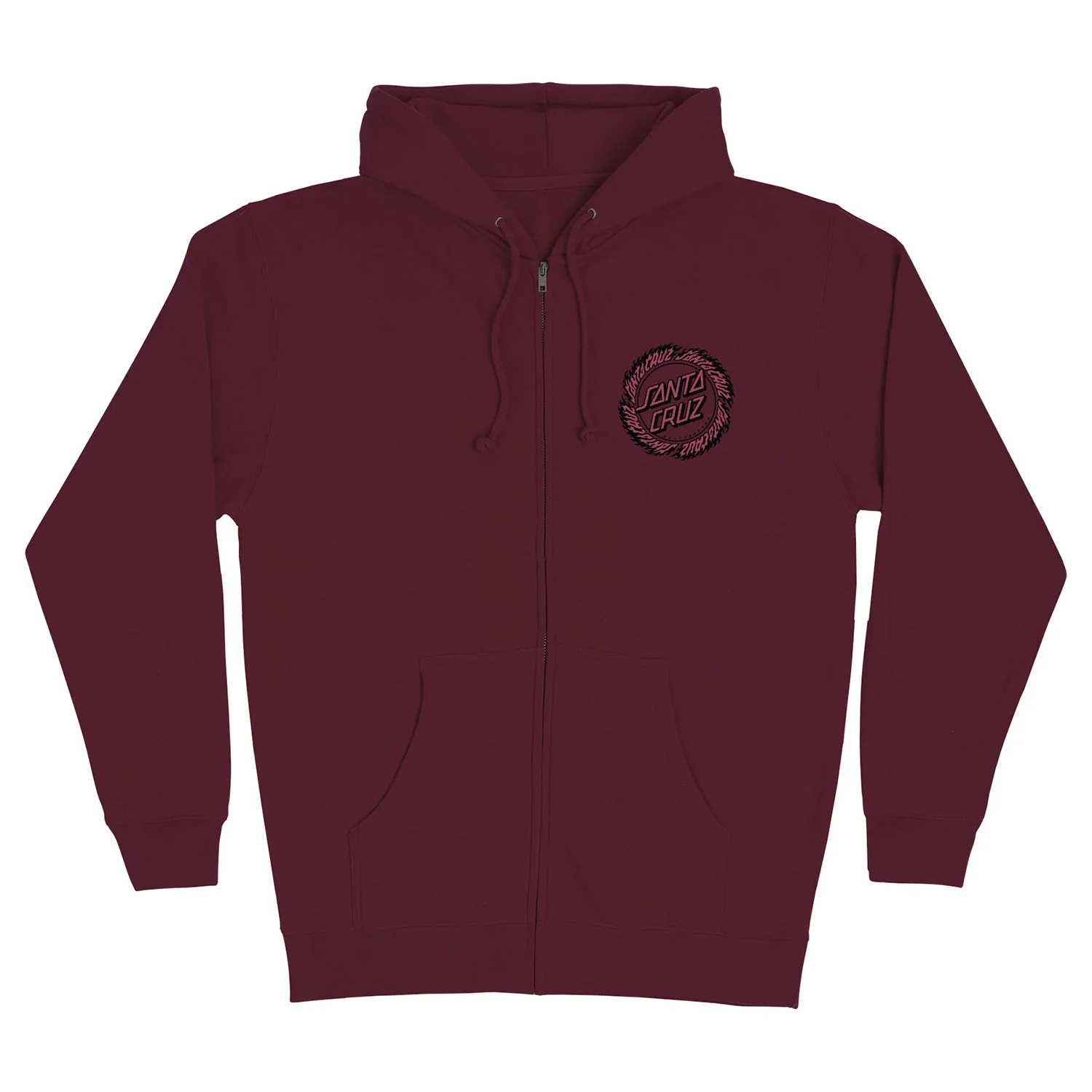 Santa Cruz Skateboards Hoody Flame Ringed Dot Zip Maroon - Image 2