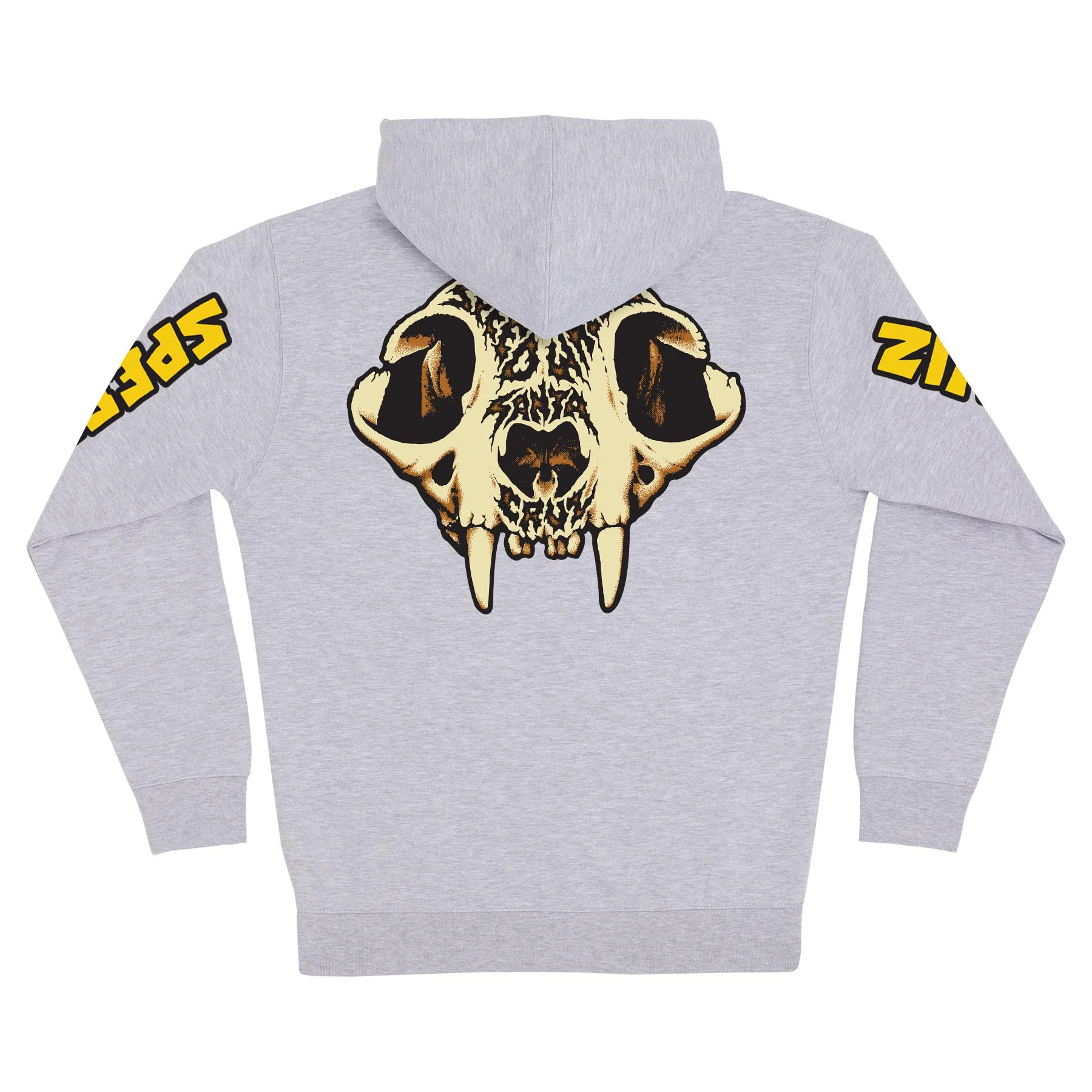 Santa Cruz Skateboards Hoody Speed Wheels Skull Zip Heather Grey - Image 2