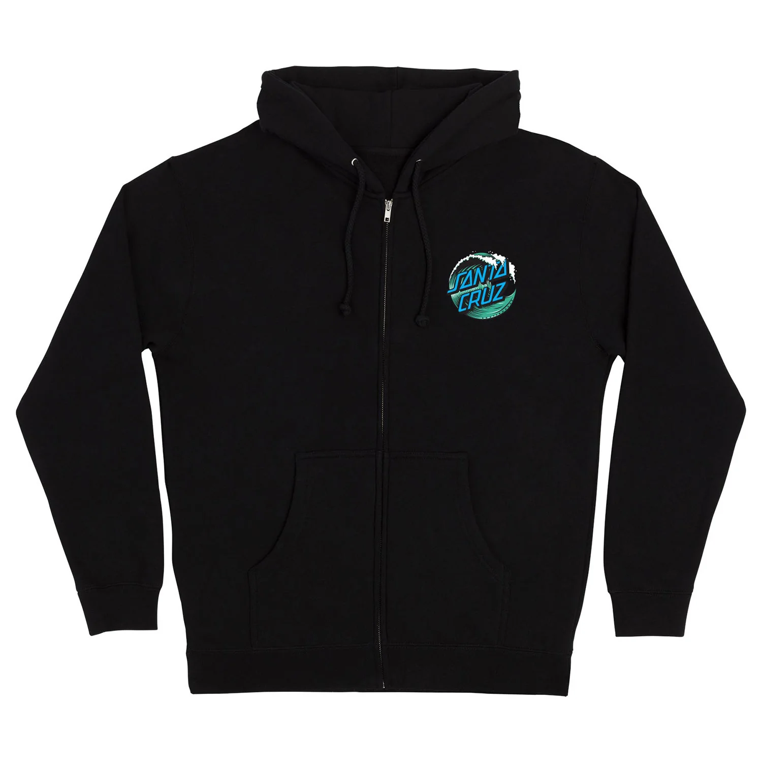 Santa Cruz Skateboards Hoody Wave Dot Zip Black/Teal - Image 2