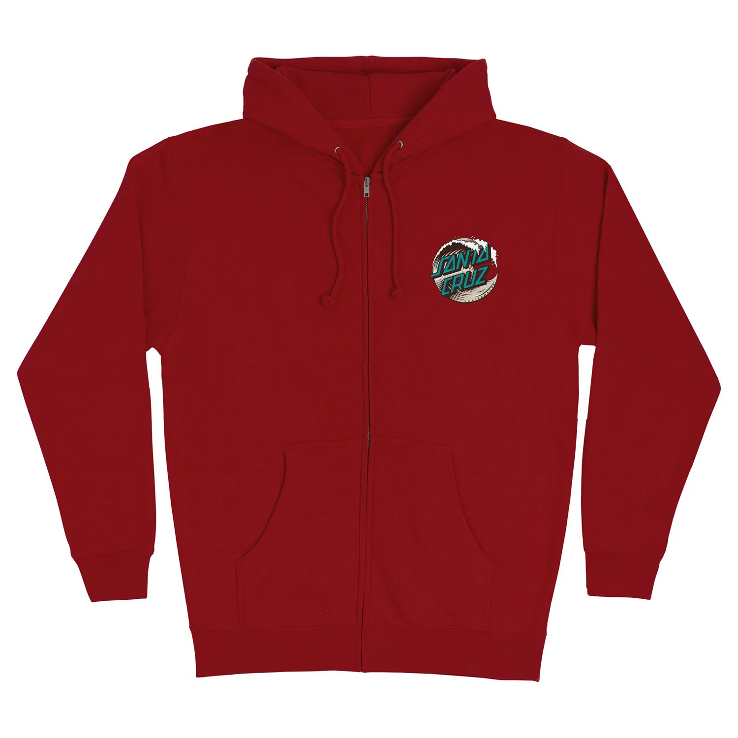 Santa Cruz Skateboards Hoody Wave Dot Zip Maroon/Tan/Teal - Image 2