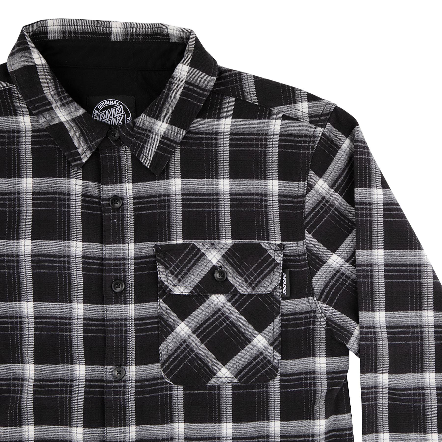 Santa Cruz Skateboards Longsleeve Classic Flannel Black Plaid - Image 3