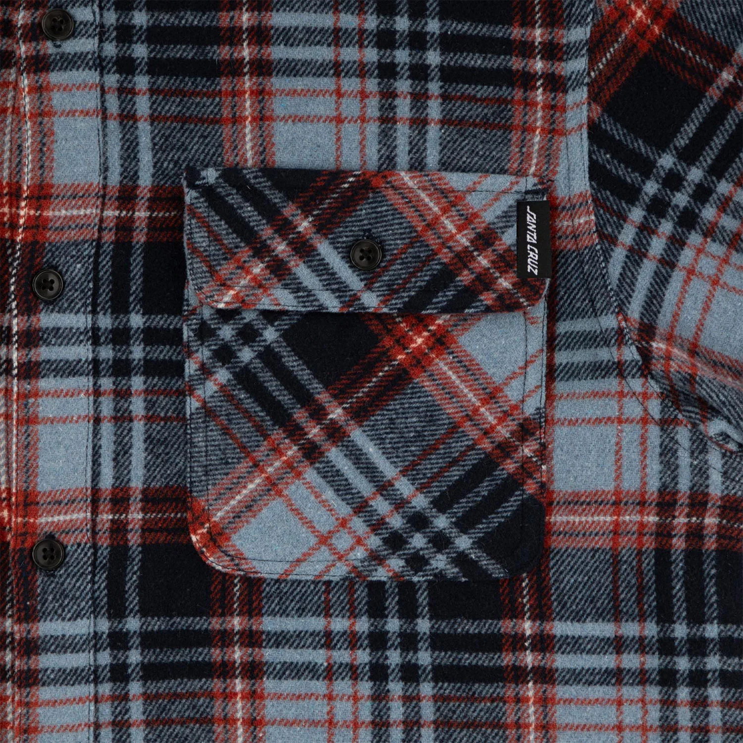 Santa Cruz Skateboards Longsleeve Shirt Classic Flannel Blue Plaid - Image 3