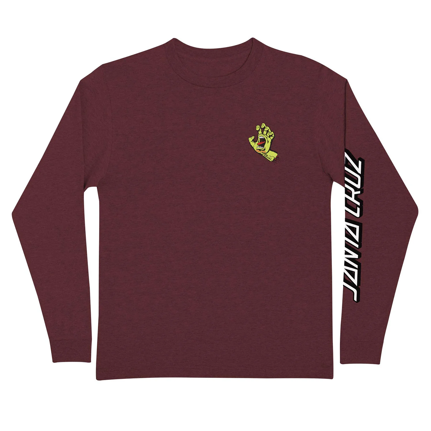 Santa Cruz Skateboards Longsleeve Shirt Screaming Hand Maroon/Neon - Image 2