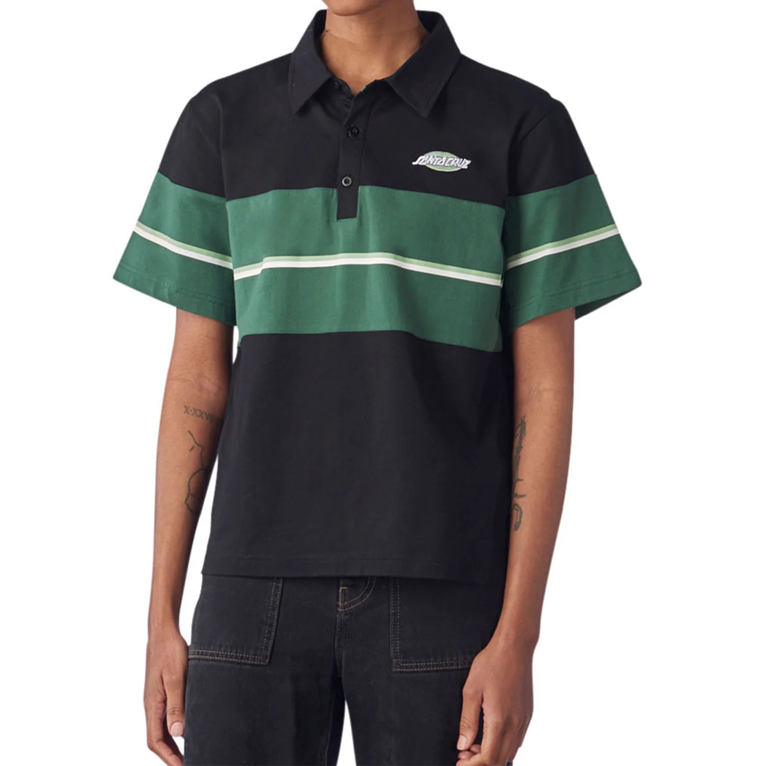 Santa Cruz Skateboards Polo Shirt Craft Oval Dot Black/Forest