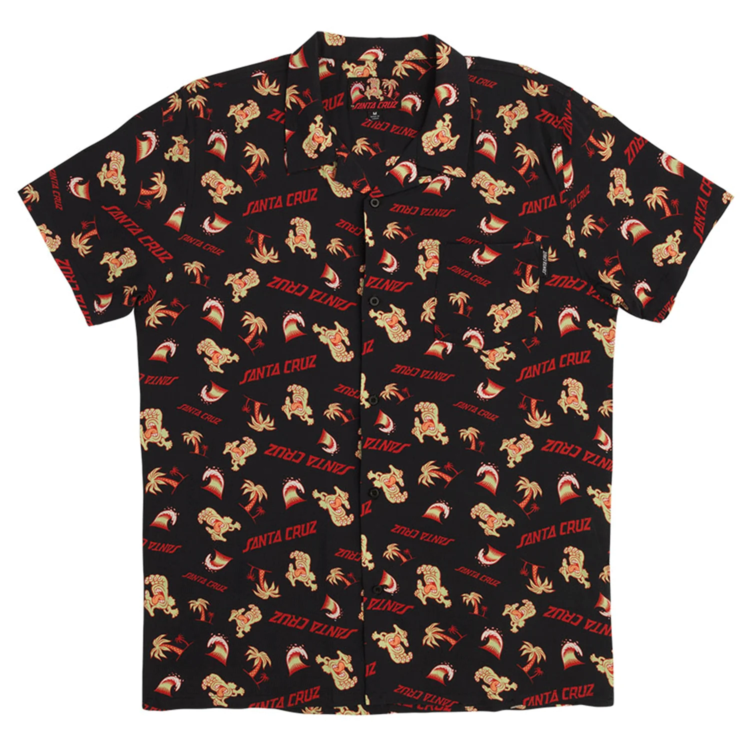 Santa Cruz Skateboards Shirt Beach Bum Hand Party Top Black