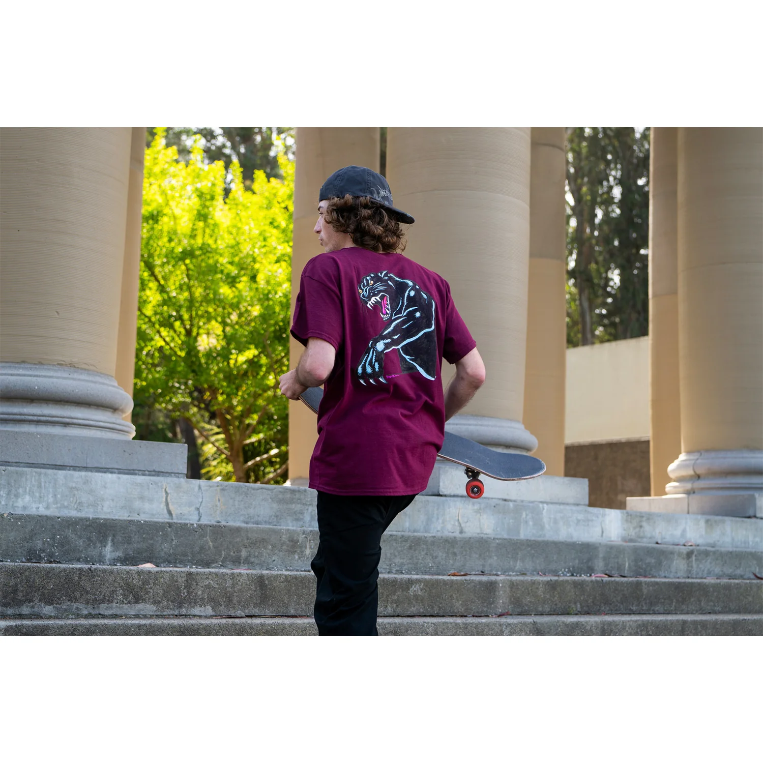 Santa Cruz Skateboards Shirt Natas Sketch Panther Maroon - Image 3