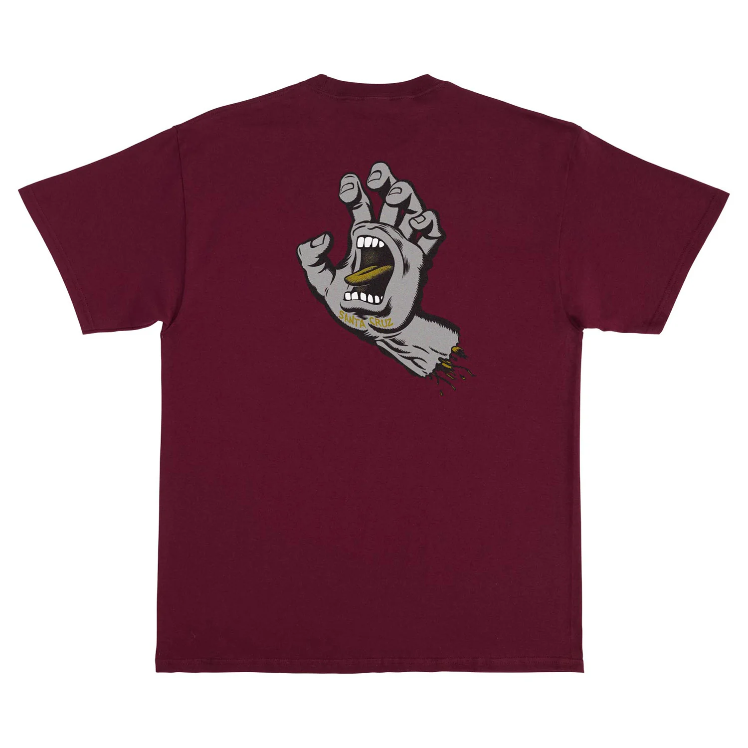 Santa Cruz Skateboards Shirt Screaming Hand Maroon/Grey/Gold - Image 2