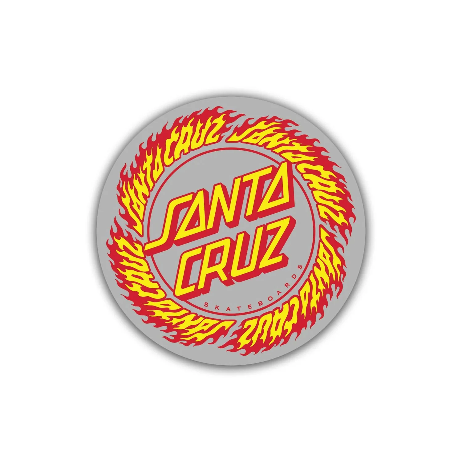Santa Cruz Skateboards Skateboard Sticker Flame Ringed Dot Red/Yellow 3.5"
