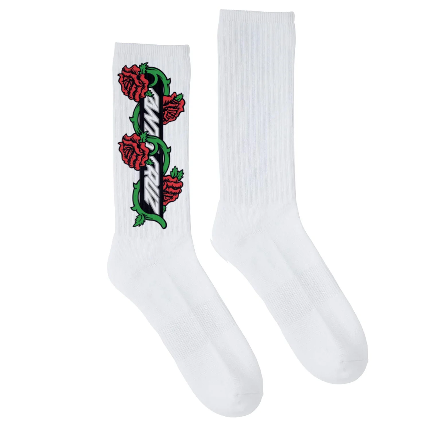 Santa Cruz Skateboards Socks Dressen Roses Vine Crew White - Image 2