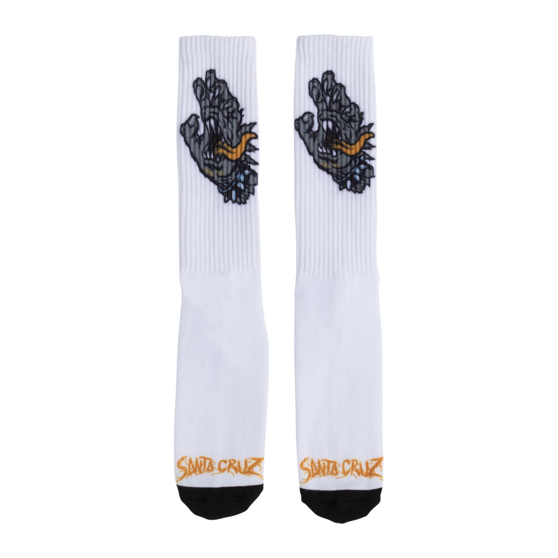 Santa Cruz Skateboards Socks Meek OG Slasher Hand Crew White - Image 2