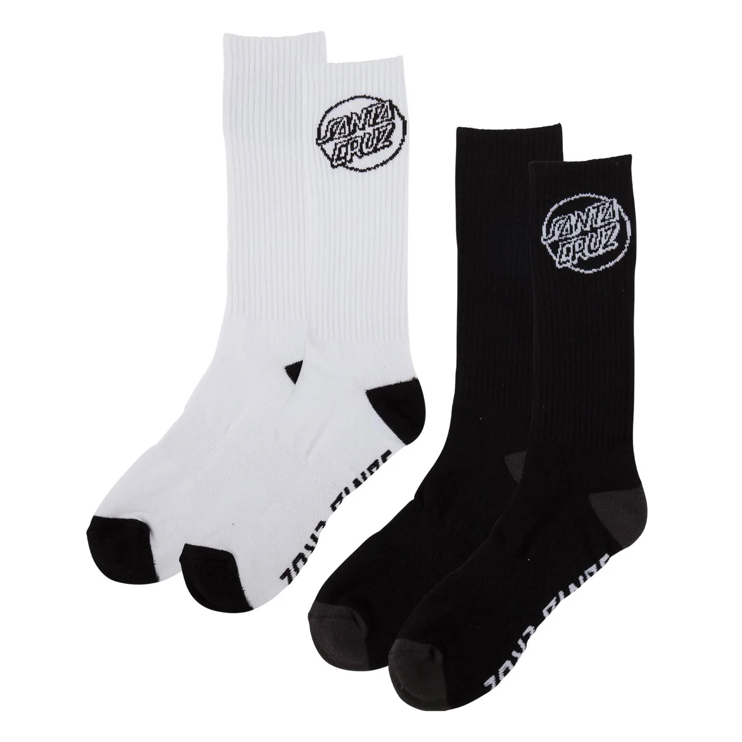 Santa Cruz Skateboards Socks Opus Strip Crew Black/White 2 Pairs