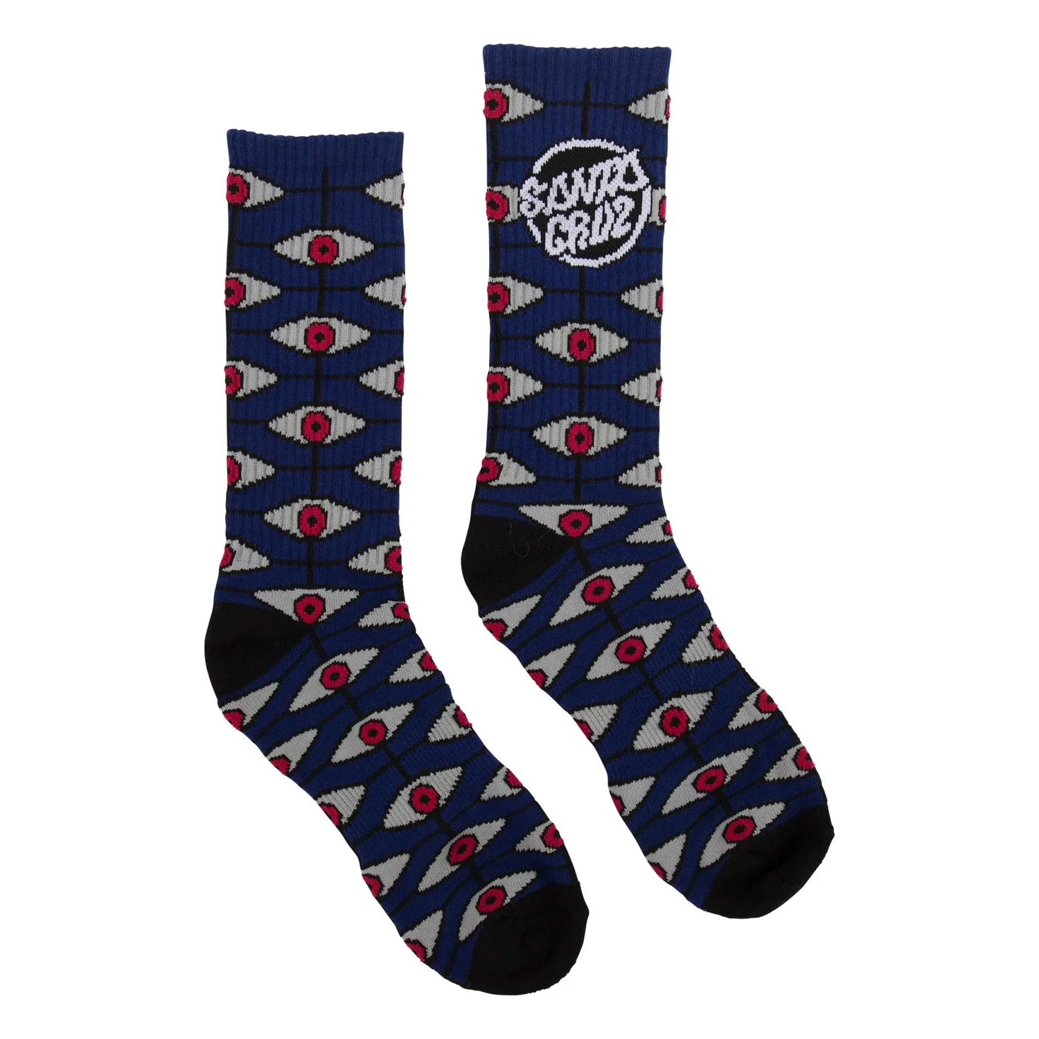 Santa Cruz Skateboards Socks Salba Eyes Mid Crew Blue Dusk/Black 1 Pair - Image 2