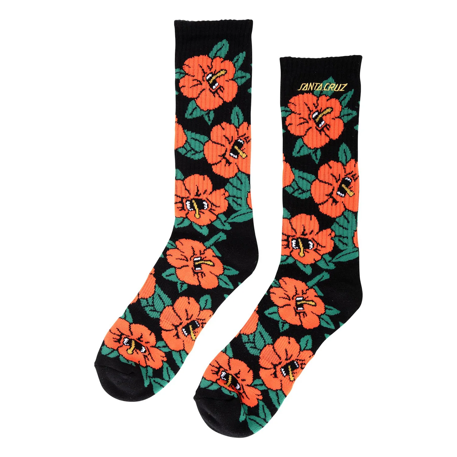 Santa Cruz Skateboards Socks Screaming Hibiscus Mid Crew Red/Black