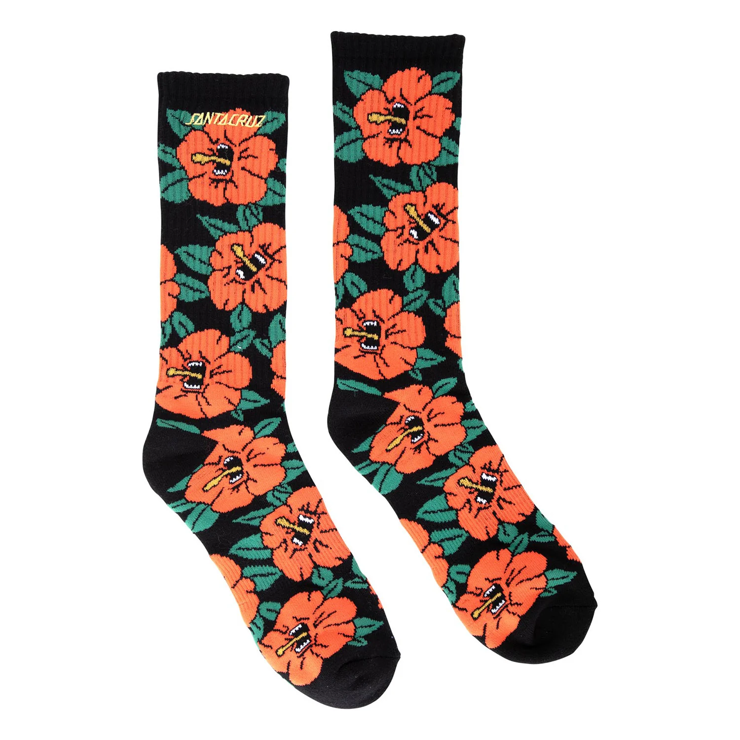 Santa Cruz Skateboards Socks Screaming Hibiscus Mid Crew Red/Black - Image 2