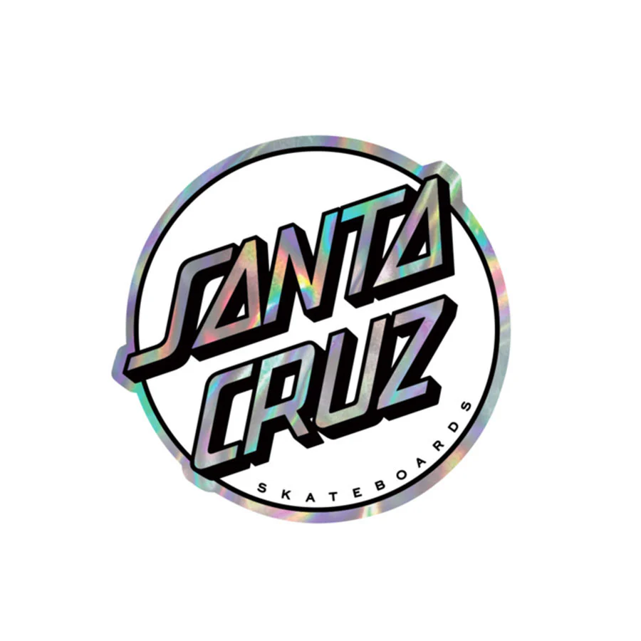 Santa Cruz Skateboards Sticker Missing Dot Metallic Rainbow Holographic 3"