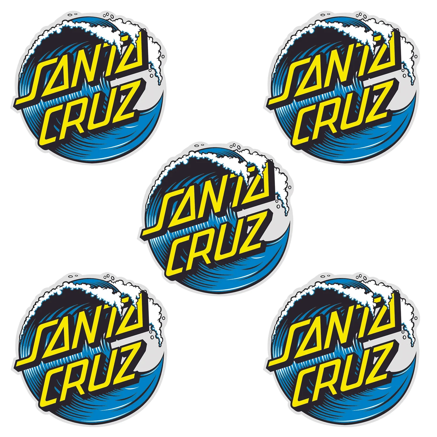 Santa Cruz Skateboards Sticker Sticker Wave Dot Blue 3" 5-Pack