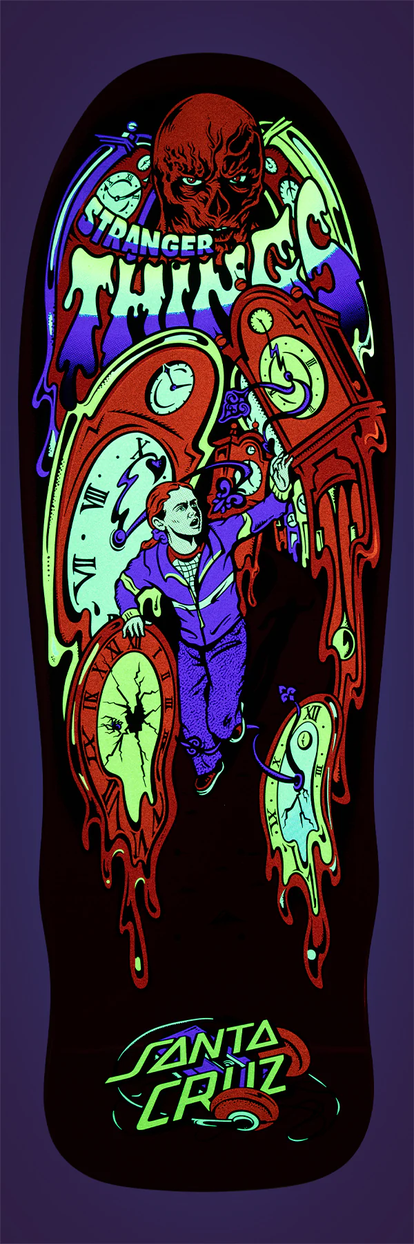 Santa Cruz x Stranger Things Skateboard Deck Grabke Max Melting Clock 9.7" x 29.4" - Image 3