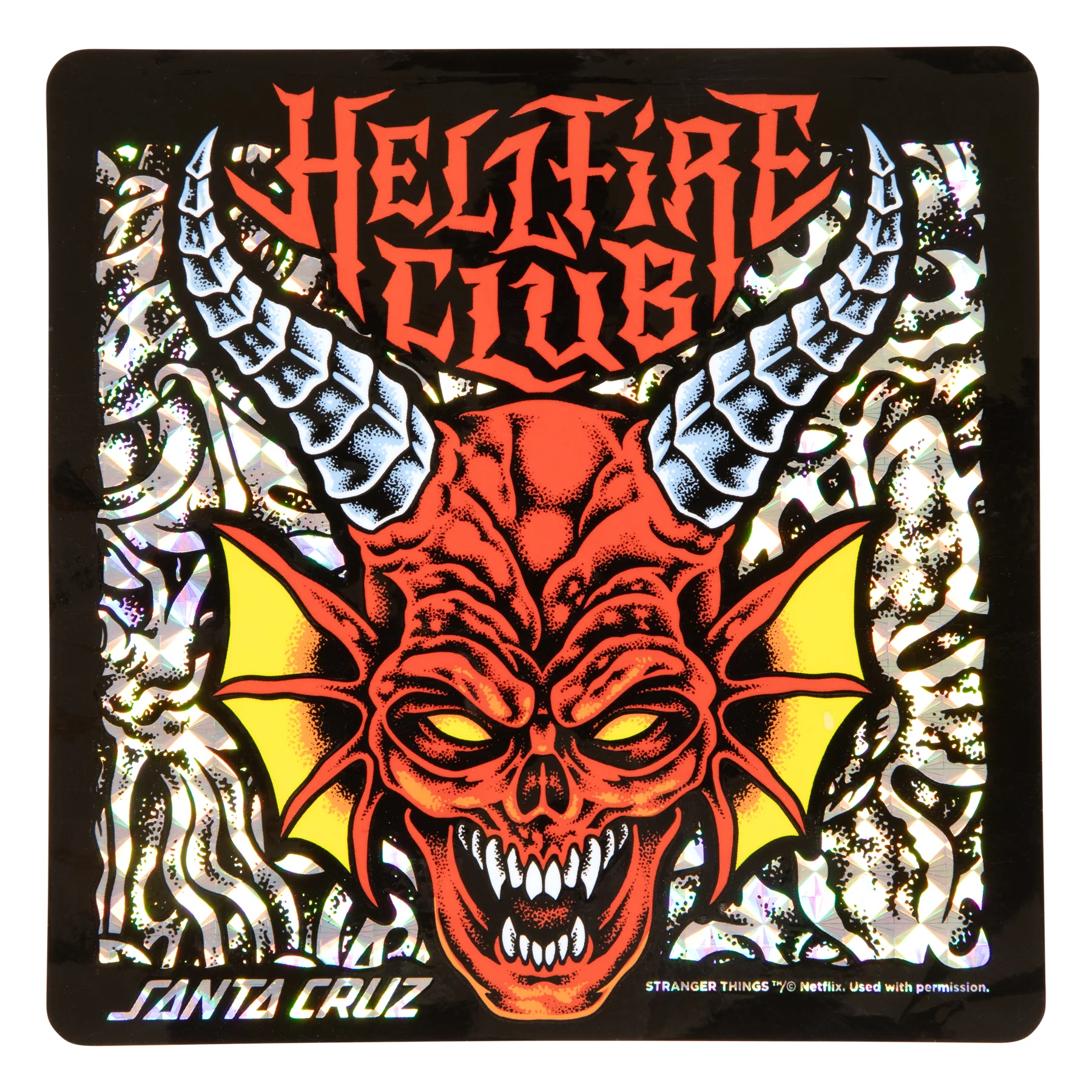 Santa Cruz x Stranger Things Skateboard Deck Hellfire Club Flames 9.0" x 32" - Image 5