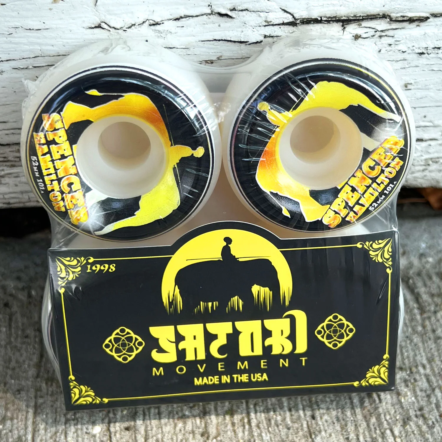 Satori Skateboard Wheels 52mm Spencer Hamilton Gold Elephant Conical 101A with Independent Bearings - Image 4