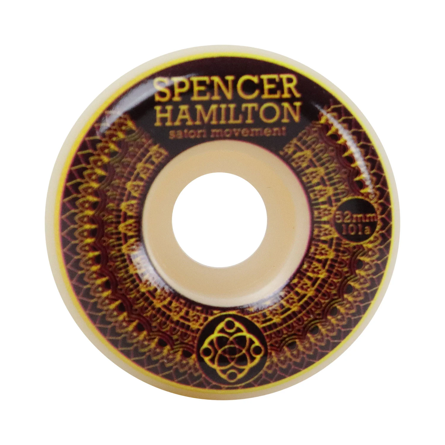 Satori Skateboard Wheels 52mm Spencer Hamilton Gold Mandala Conical 101A with Independent Bearings - Image 2